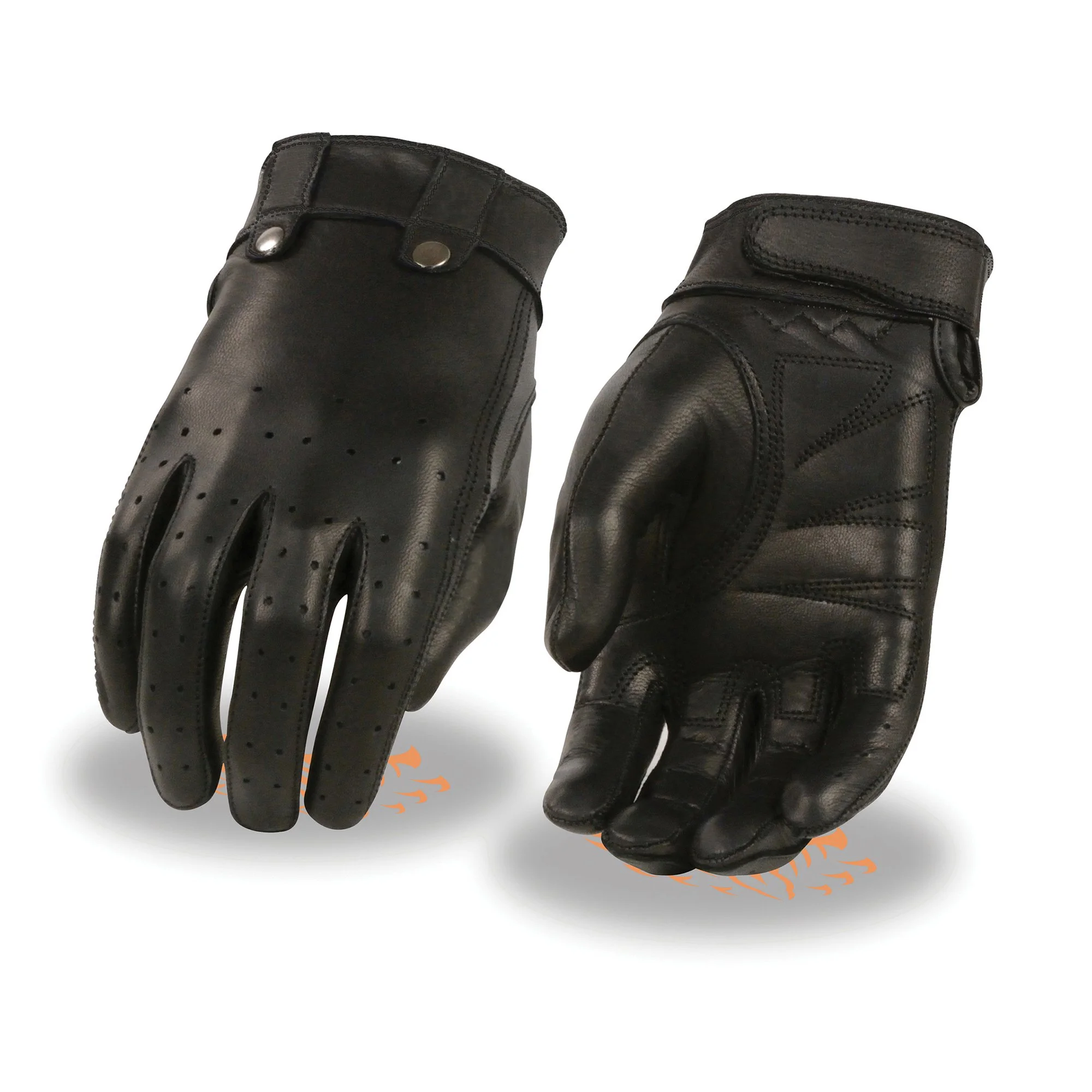 Milwaukee Leather MG7710 Women's Black Perforated Leather Gel Palm Lightweight Motorcycle Hand Gloves W/ Wrist Loops Medium