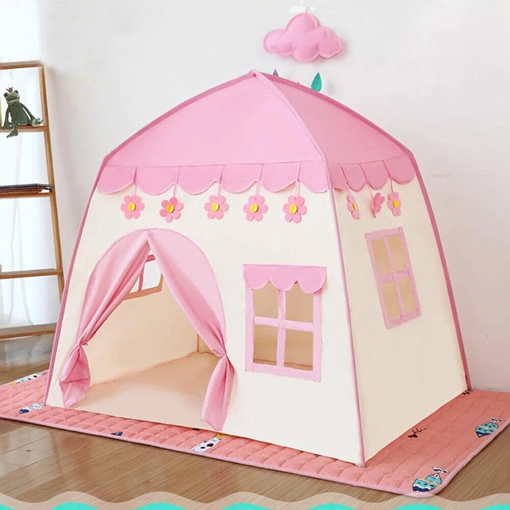 IC ICLOVER Kids Princess Castle Play Tent for Girls Toys, Indoor & Outdoor Playhouse Tent Game House, 3+ Year Old Kids Birthday Gift, Pink