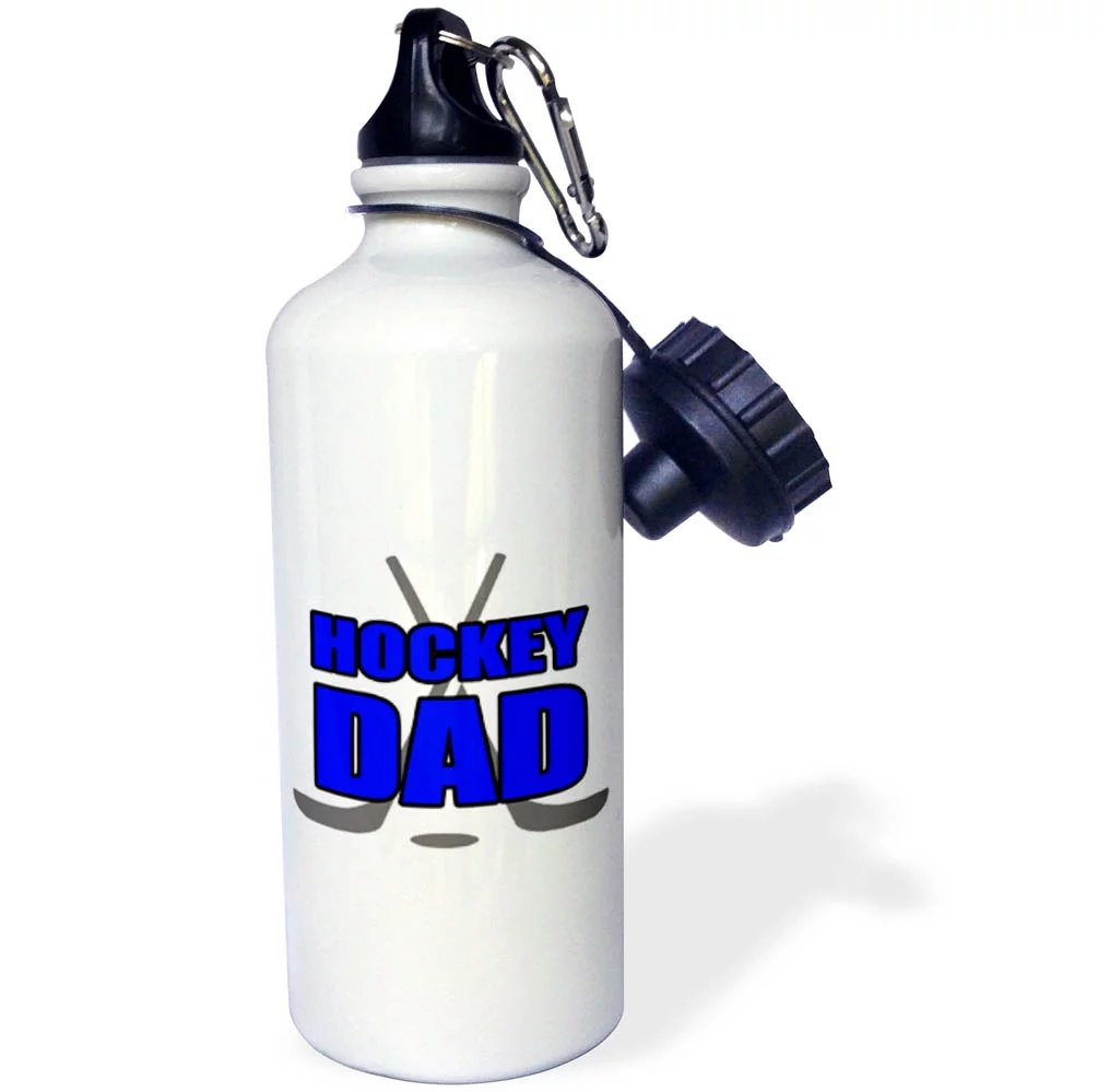 3dRose Hockey Dad Blue - Straw Water Bottle, 21-ounce
