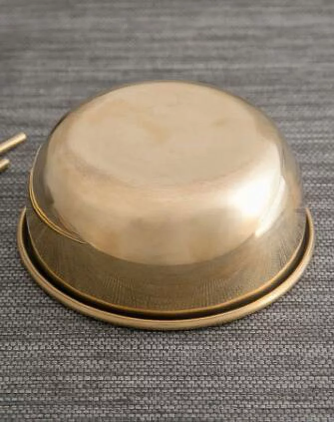 99.9% Pure Brass Bowl Chopsticks Spoon Set, Brass Bowl Diameter-4.9 inches Heigth 2 inches, Chopsticks9.6 inches, Spoon 5.9 inches