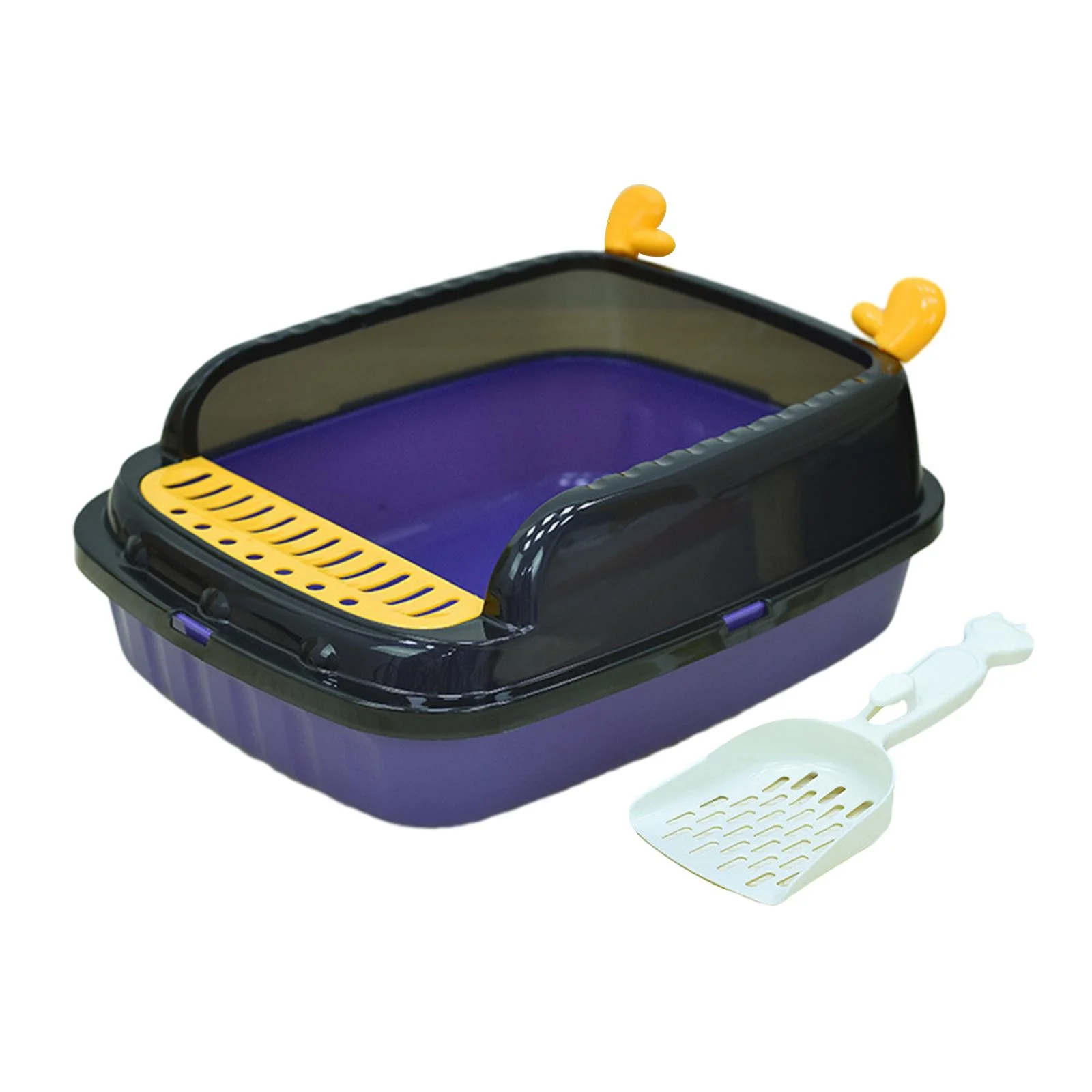 Gazechimp Cat Litter Basin Cat Sand Box Durable Kitten Toilet Open Top Pet Litter Tray M Violet A