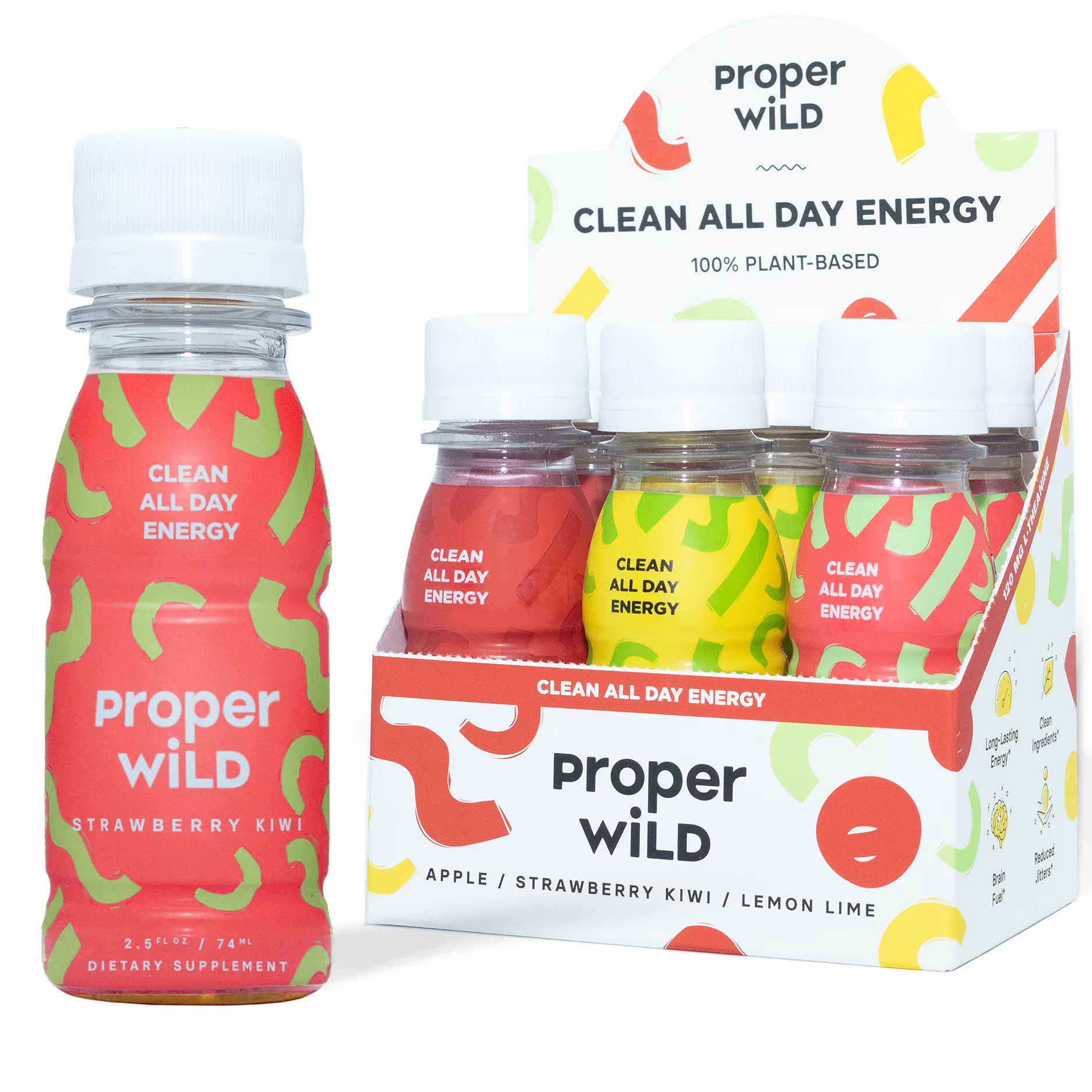 Proper Wild, Natural Clean All Day Energy Shots, Favorites (Variety), 6-Pack