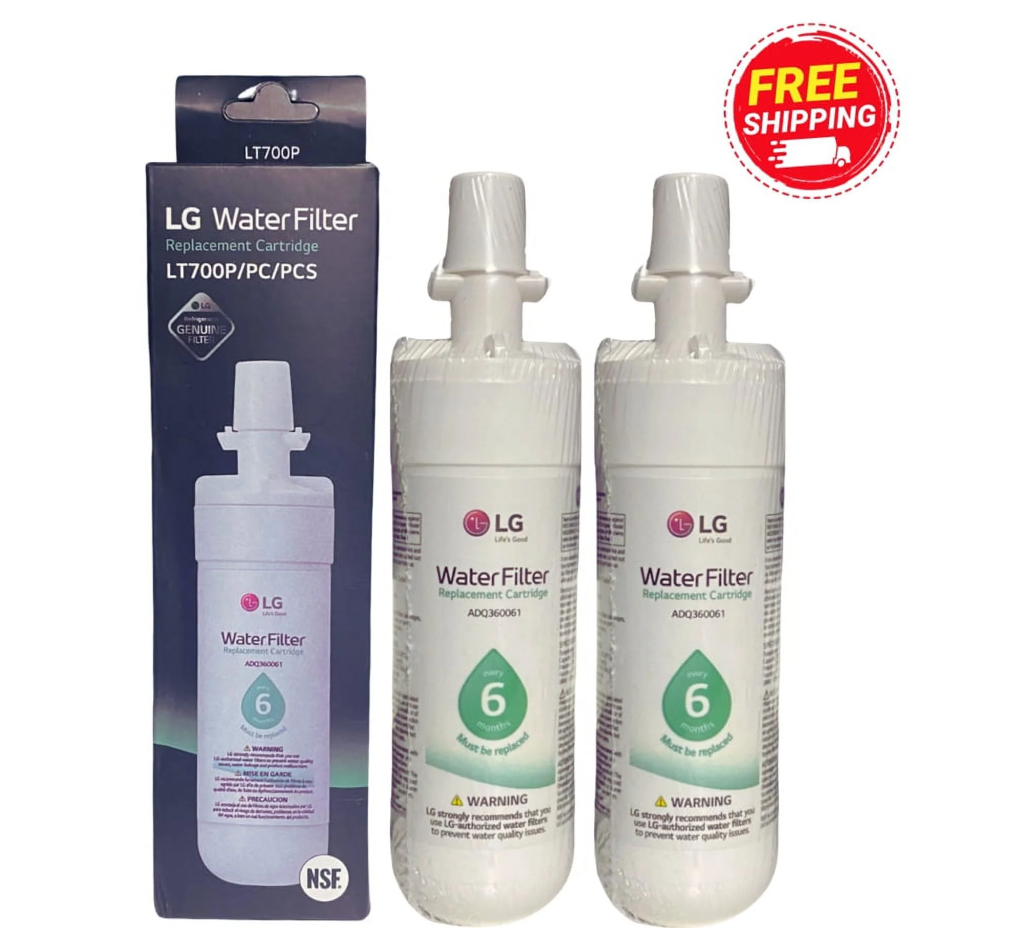2 Pack LT700P Replacement Refrigerator Water Filter Fits ADQ36006101 46-9690 Factory New, Sealed