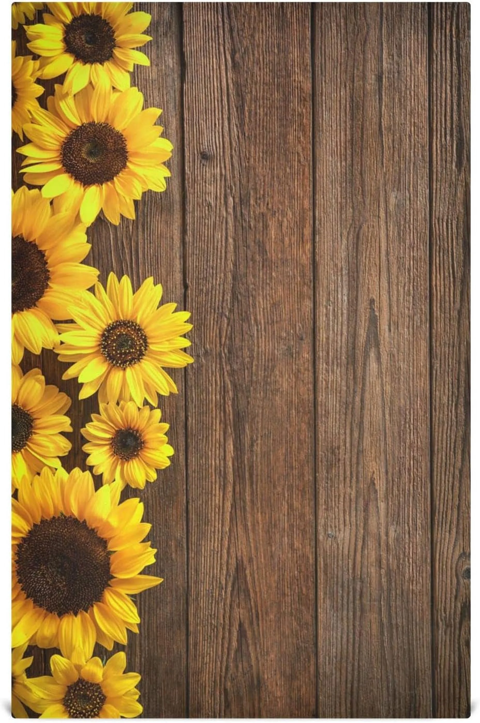GZHJMY Sunflowers on Wooden Kitchen Towels Set of 4 Dishcloths Hand Towels Tea Towels Ultra Absorbent for Cleaning Washing Drying Dishes Tableware 28'' x 18''