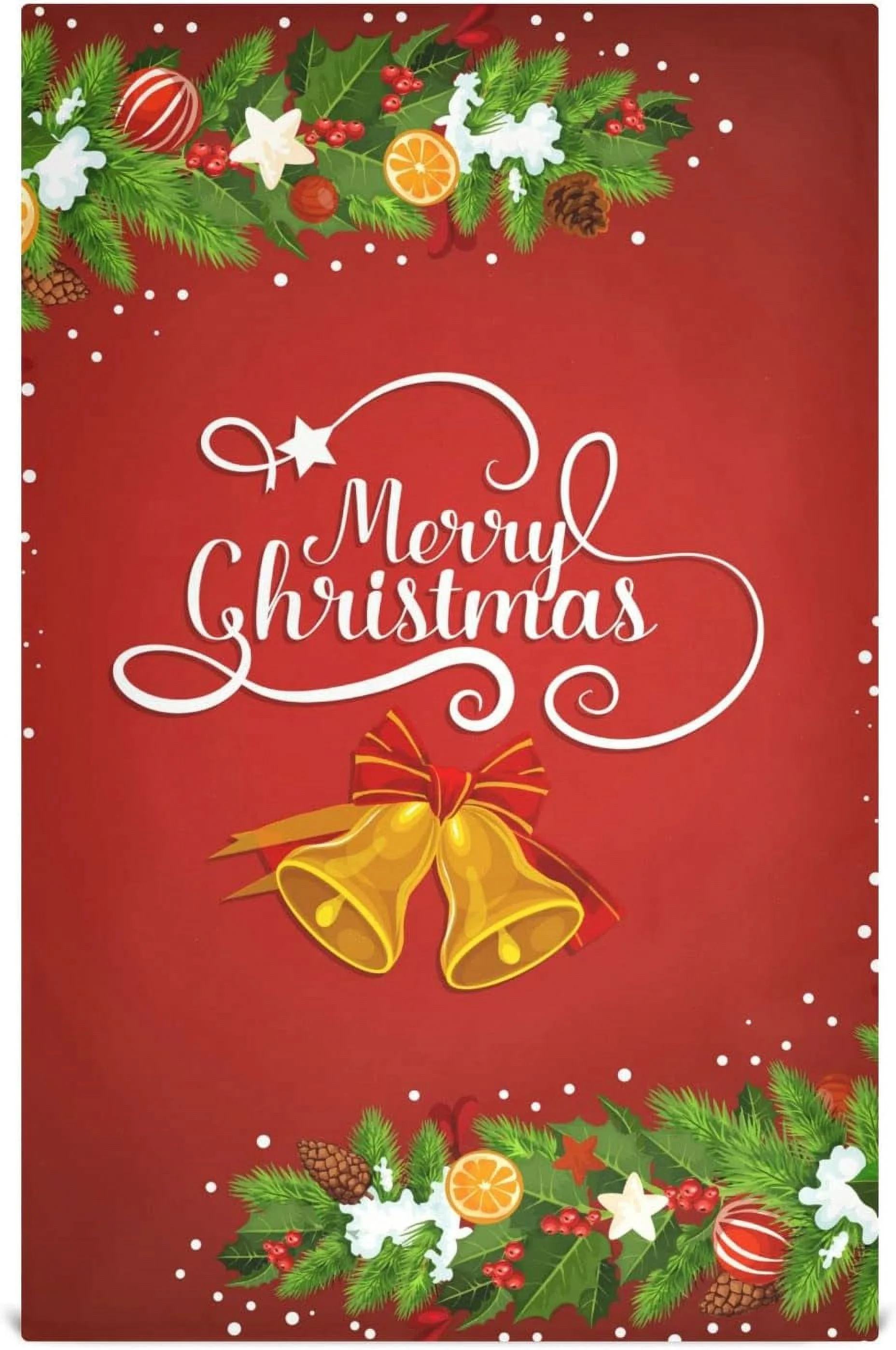 Christmas Bell Holly Berry Kitchen Towel, Dish Towels Quick Drying Tea Towels Absorbent Hand Towels for Kitchen Sink Dinner Table 28 x 18 Inches, Set of 4