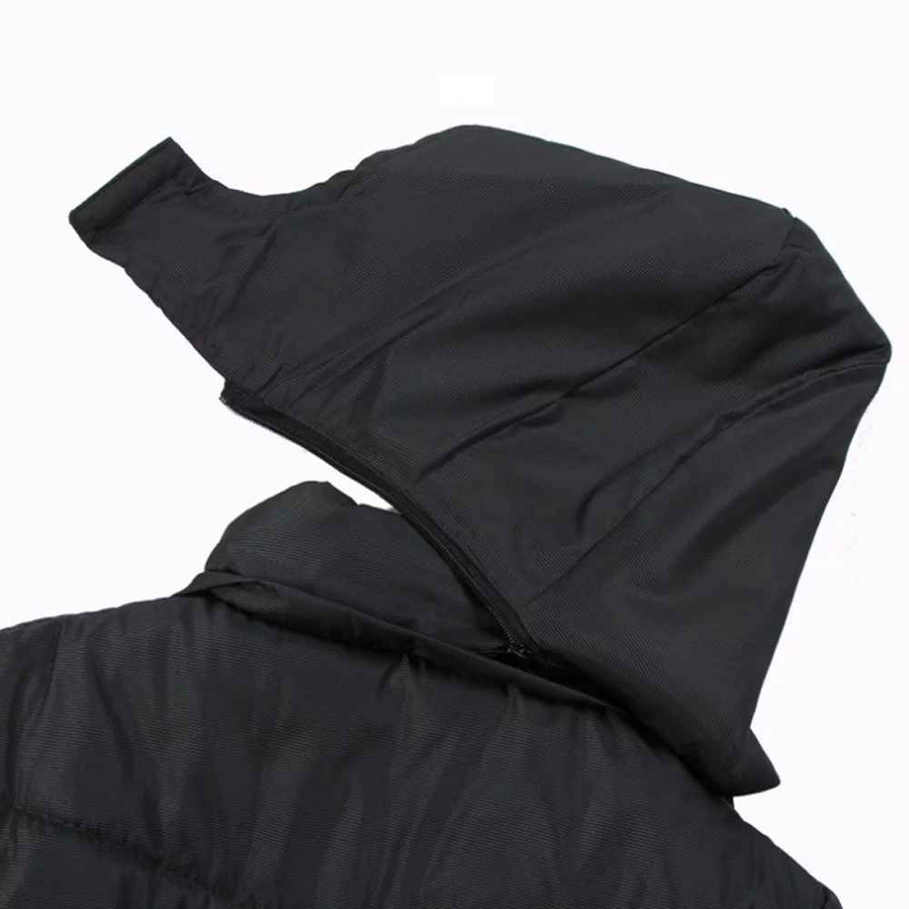 LoyisViDion Men'S Black Puffer Jacket Warm Overcoat Outwear Padded Hooded Down Winter Coat Black XXL