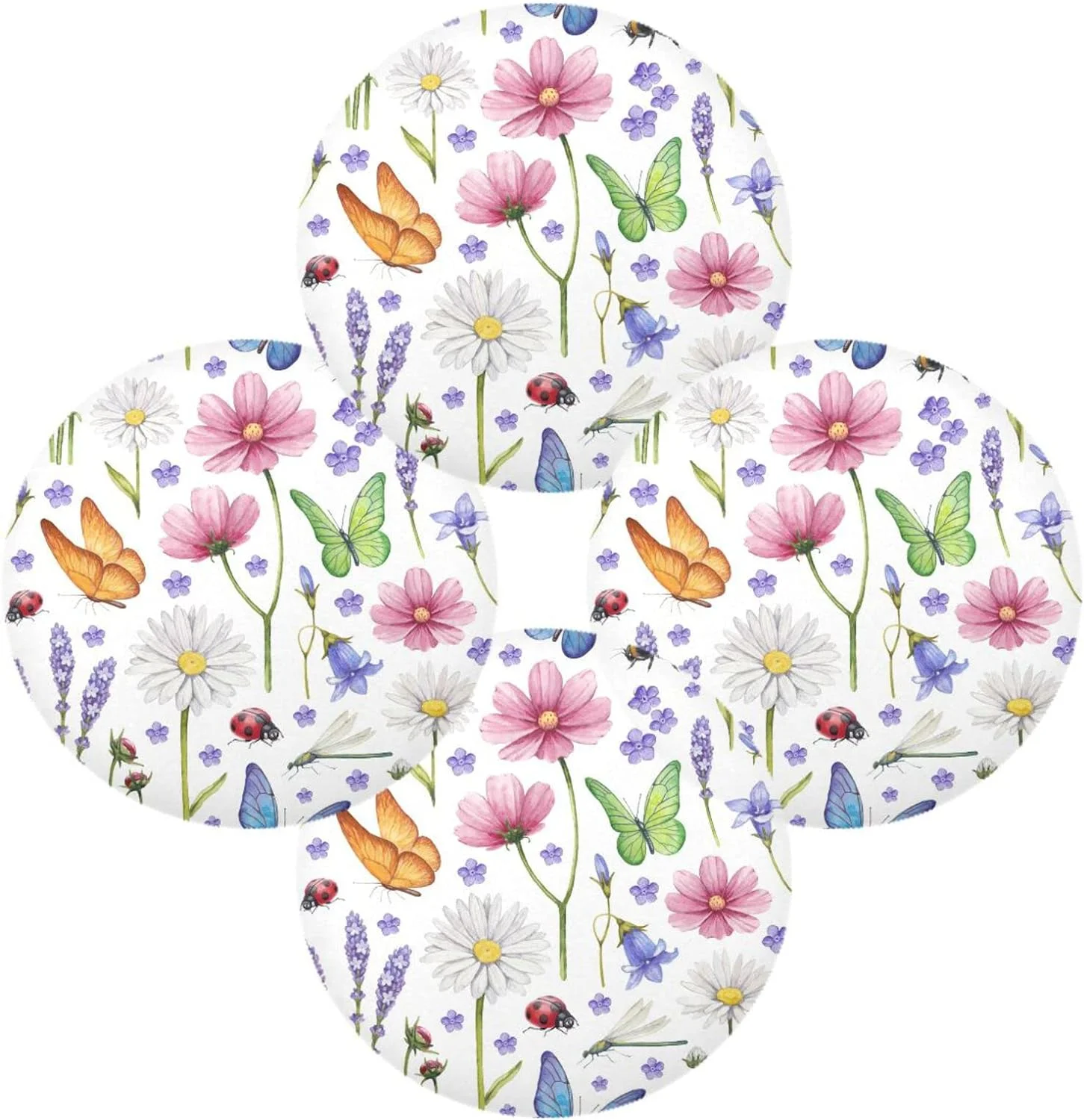Dreamtimes Lavender Botanical 15.4 Inch Round Dinner Placemat, Polyester Material, Heat-Resistant, Unique Print Design, Dining Table Kitchen Fine Decoration and Beautiful Ornaments.