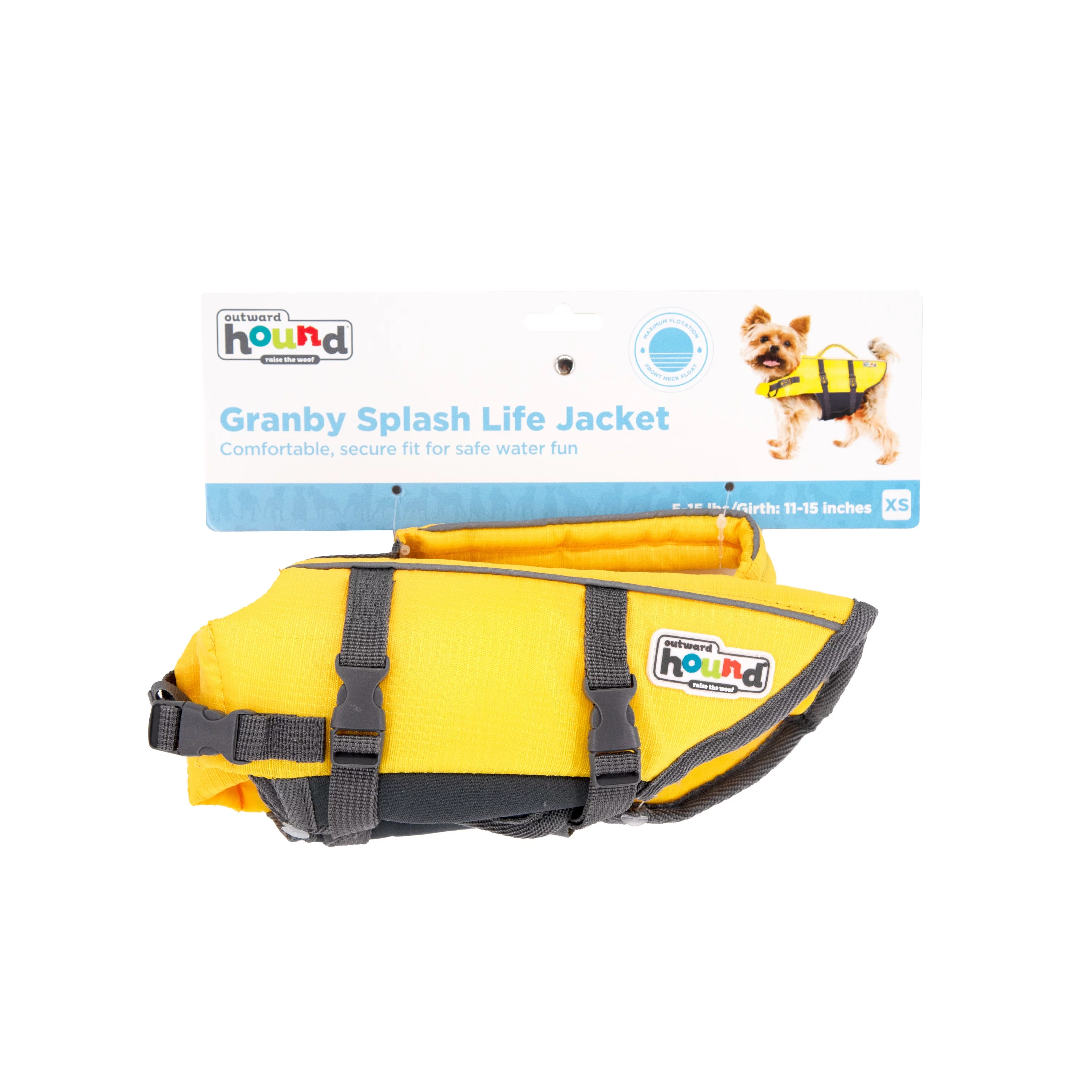 Outward Hound Granby Splash Dog Life Jacket, Yellow, XS