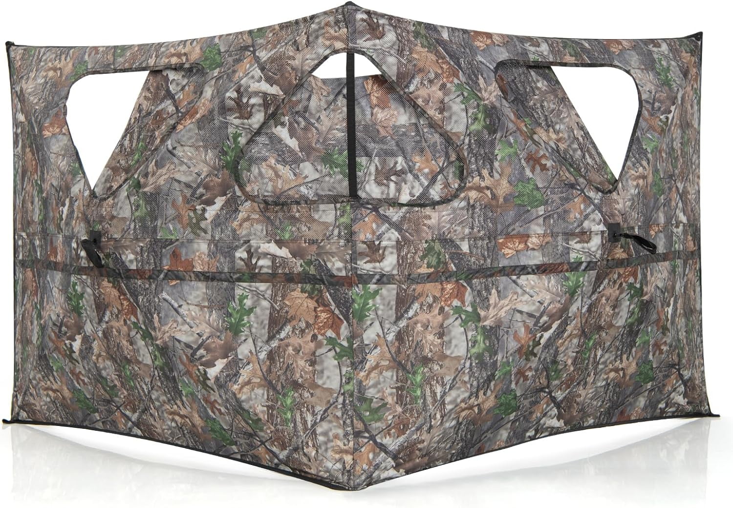 Hunting Blind 2-Panel Pop Up Ground Hunting Blind with 3 Shoot Through Ports, Camo Concealment, Brush-in Loops, High Wind Stability, Easy-Setup Hunting Fence for Deer Turkey