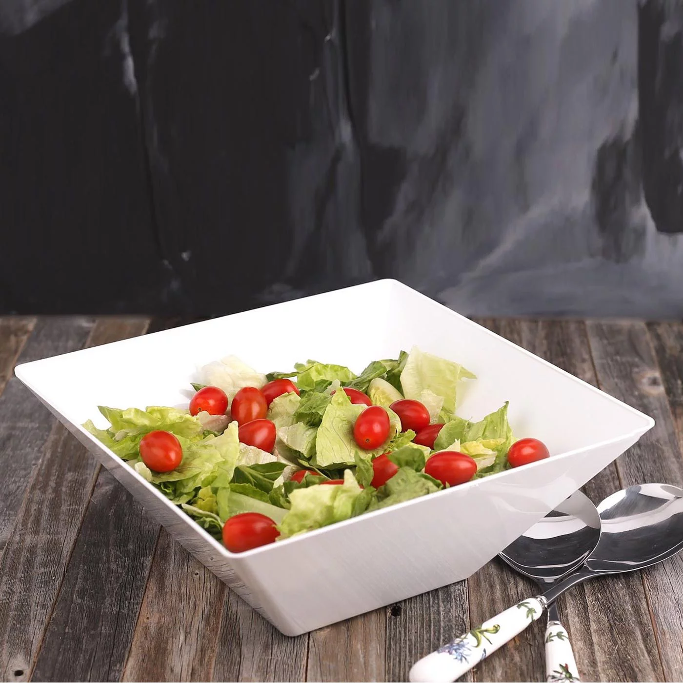 Smarty 3 qt. White Square Large Disposable Plastic Serving Bowls 24ct