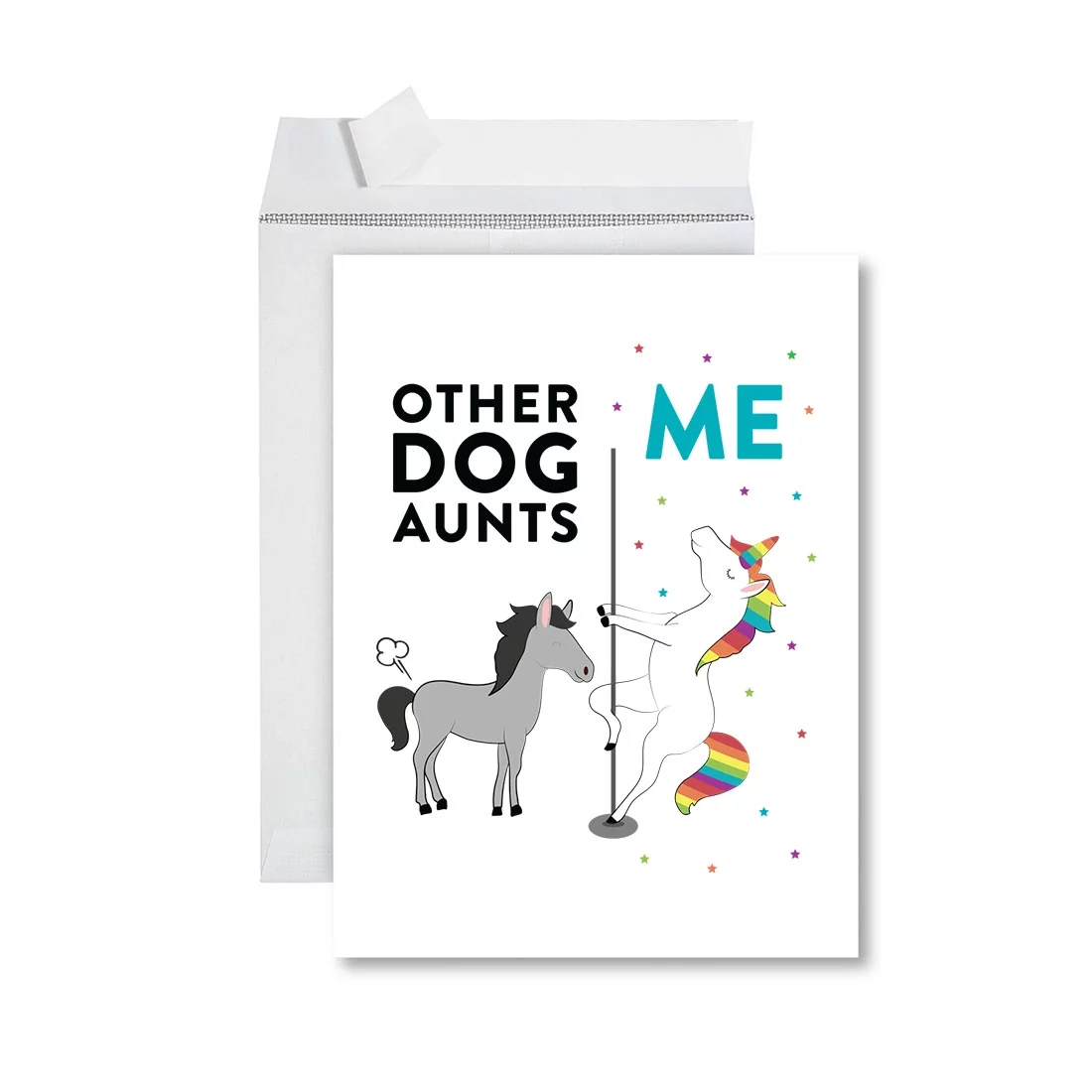 Koyal Wholesale Funny  All Occasion Jumbo Card, Horse Unicorn, Blank Greeting Card with Envelope, Dog Aunts, Set of 1