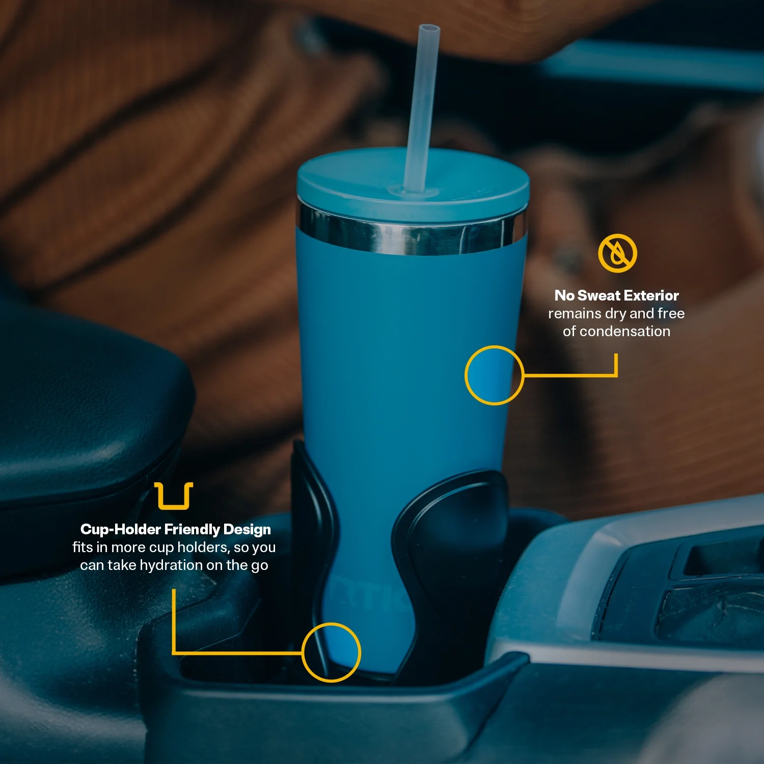 RTIC 28 oz Ceramic Lined Everyday Tumbler, Spill-Resistant Straw Lid, Navy