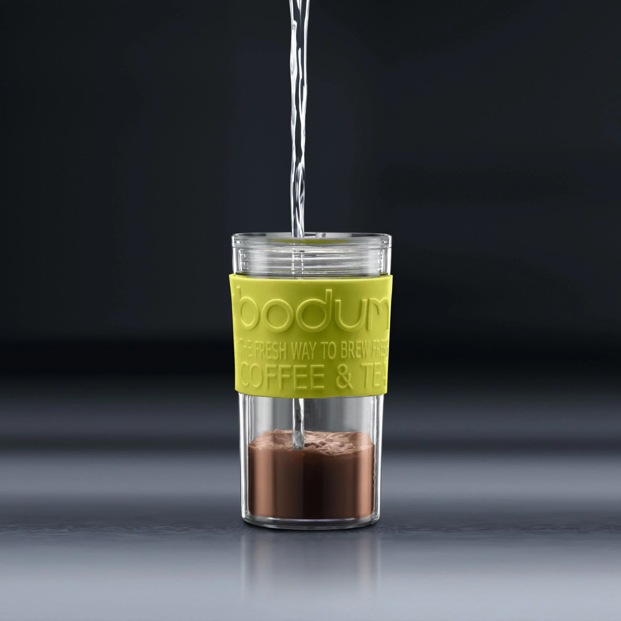 Bodum Travel French Press Double Wall BPA Free Plastic Coffee Maker, 15 Ounce, Black