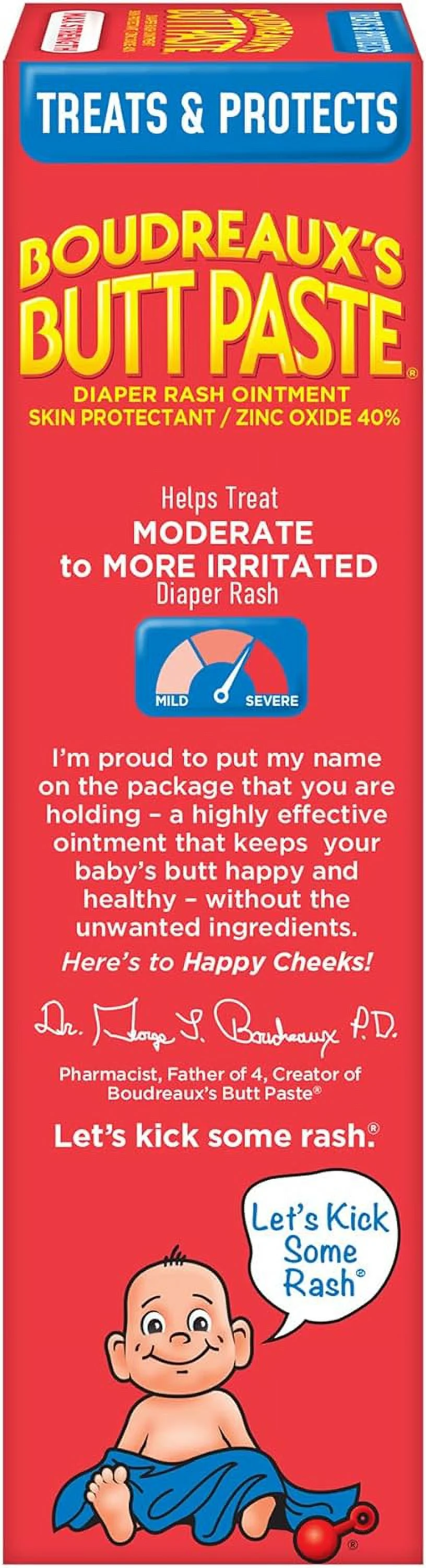 Boudreaux's Butt Paste Maximum Strength Diaper Rash Ointment, 4 Ounce , (Pack of 3) 4 Ounce (Pack of 3)