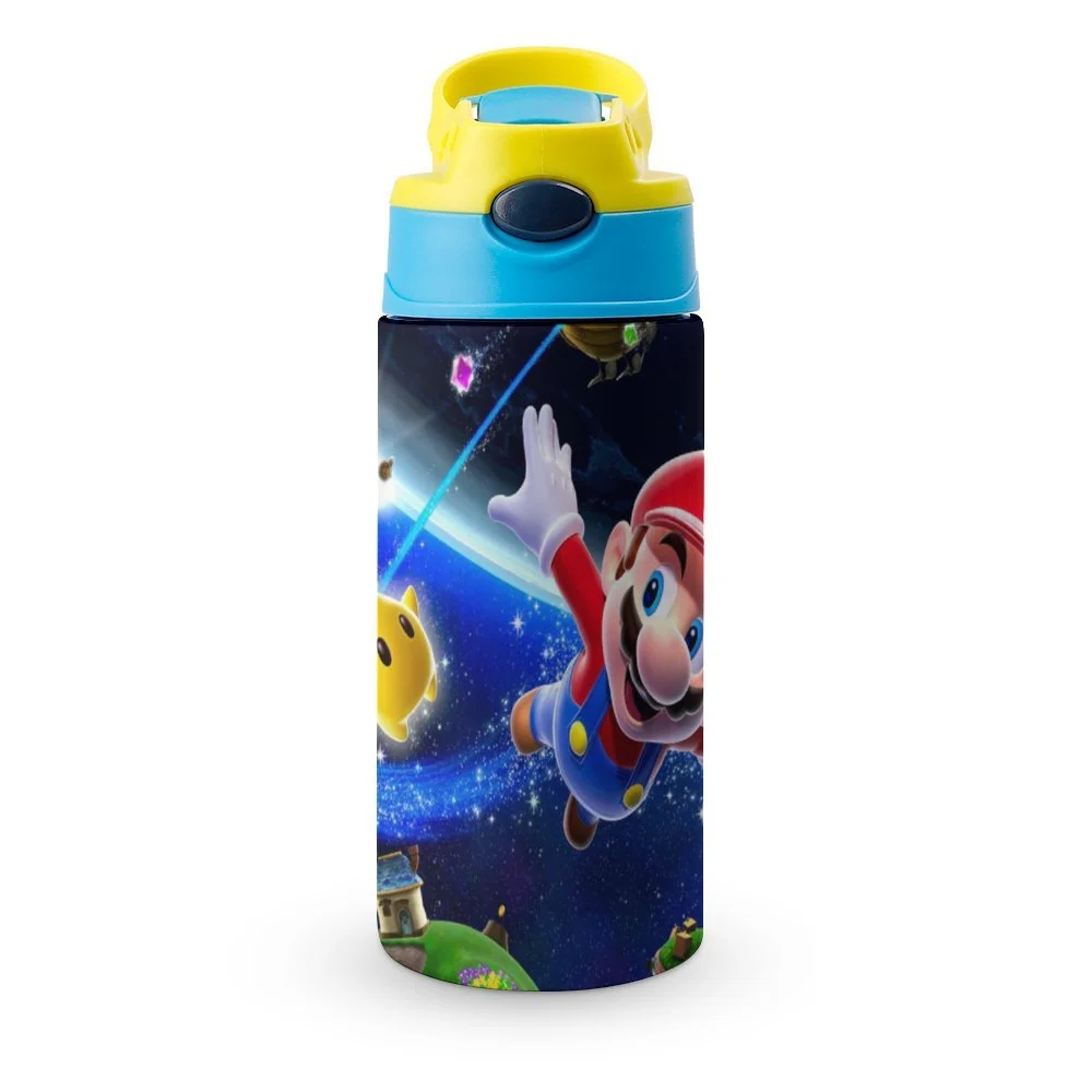 Fly Super Mario Kid's Insulated Water Bottle With Straw Vacuum Stainless Steel Cup Leak-Proof Children Toddler Thermoses