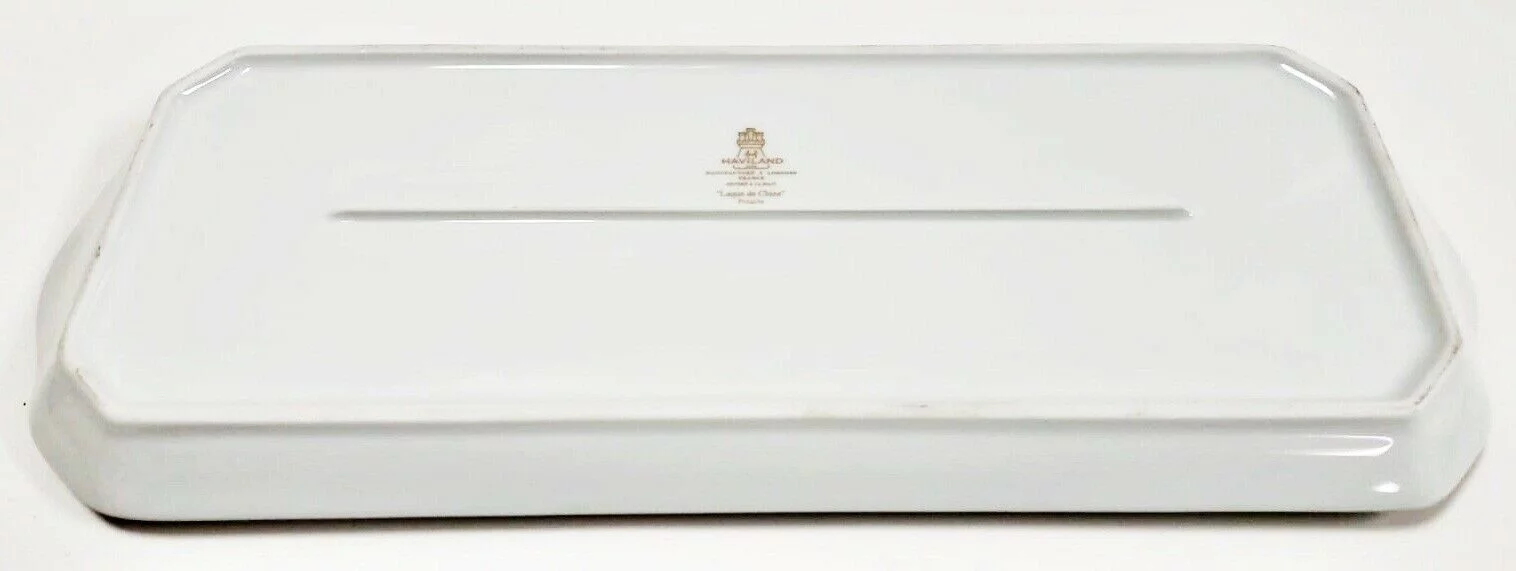 Haviland Laque De Chine Platinum Rim - Pistache Oblong Cake Plate, 15 3/8