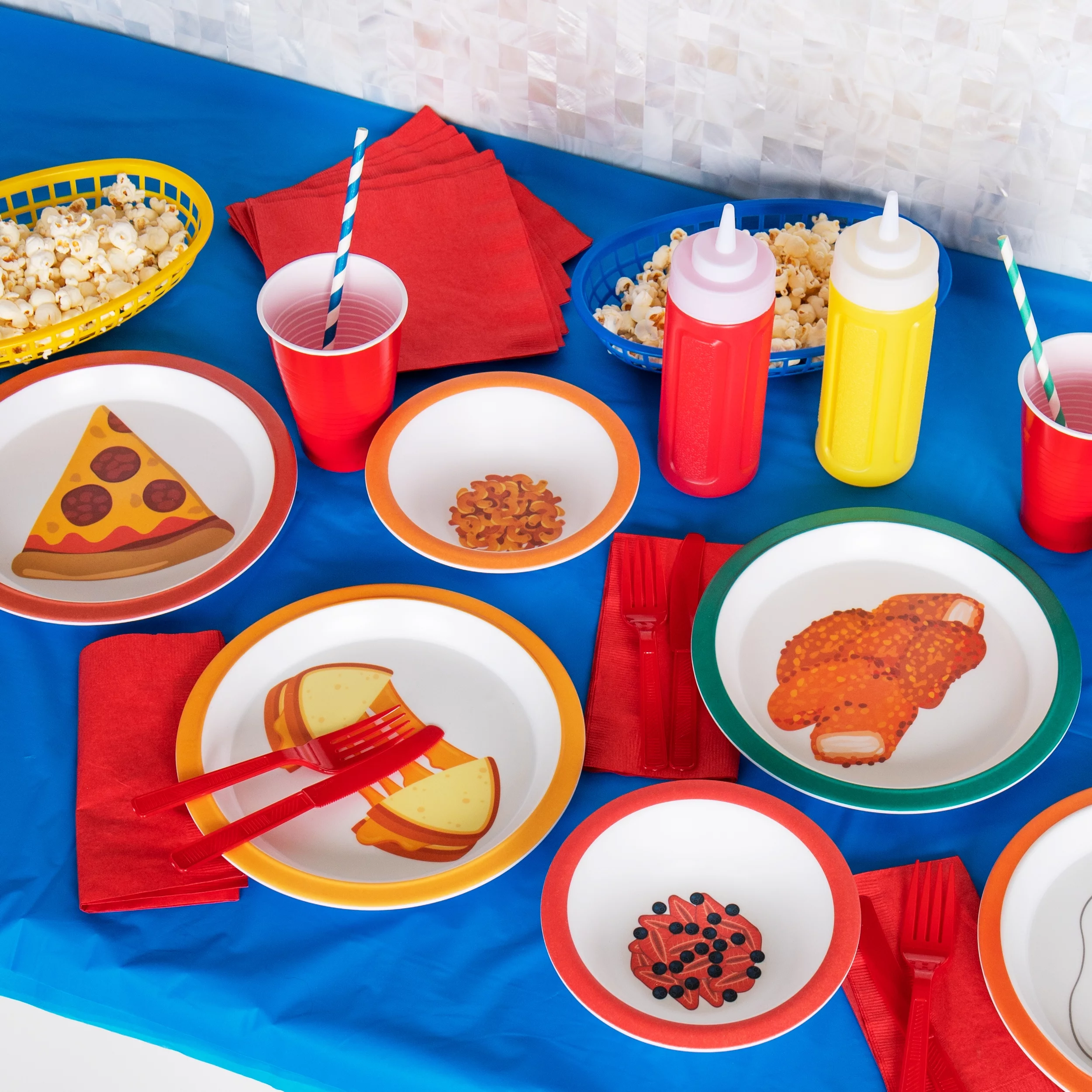 Mind Reader Kids Plate and Bowl Set, Toddler Plates, Cereal and Soup Bowl, Melamine, 8 pcs, Multi