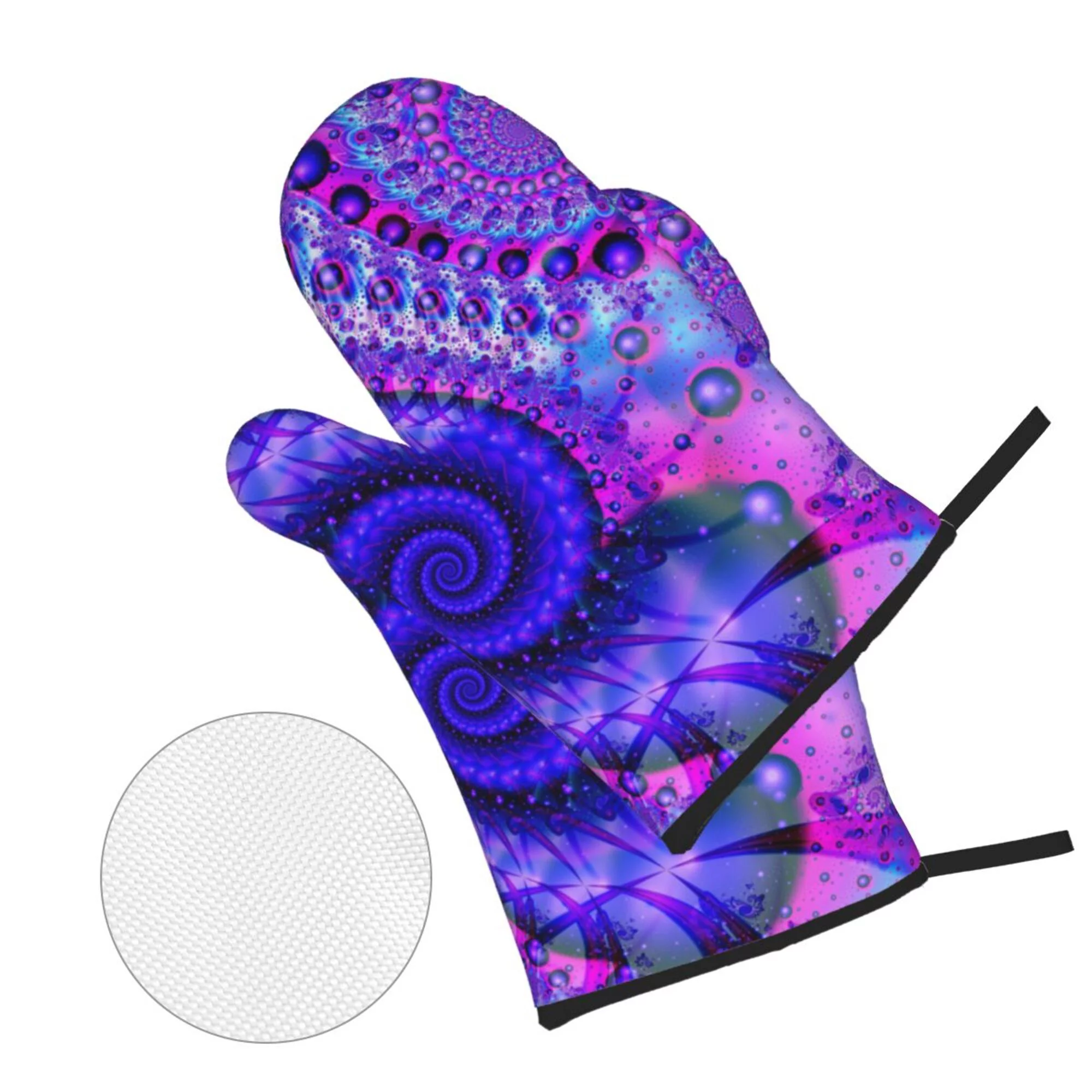 ZICANCN Oven Mitts and Pot Holders Sets,Fantasy Creative Purple Fractal Baking Sets Kitchen Heat Resistant 4 Pieces