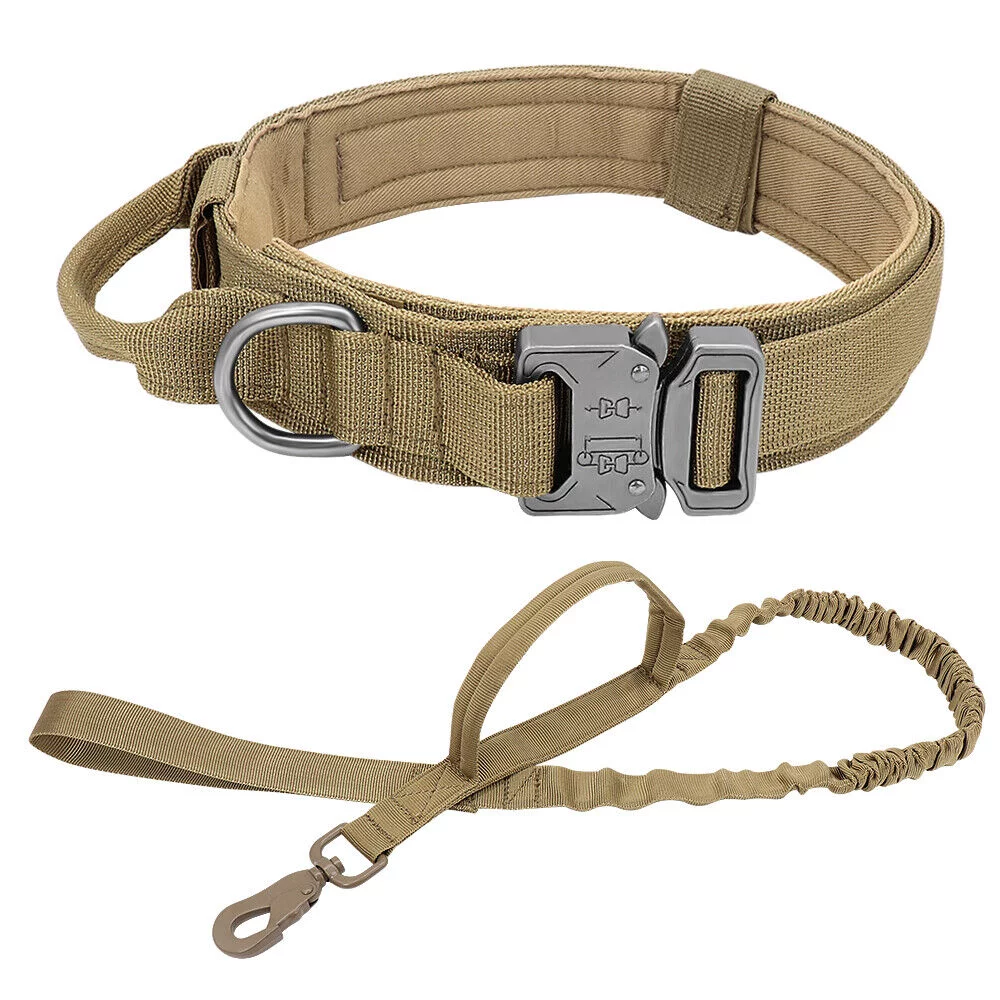 Tactical Dog Collar Leash - Nylon, Military-Style Adjustable Training & Traffic