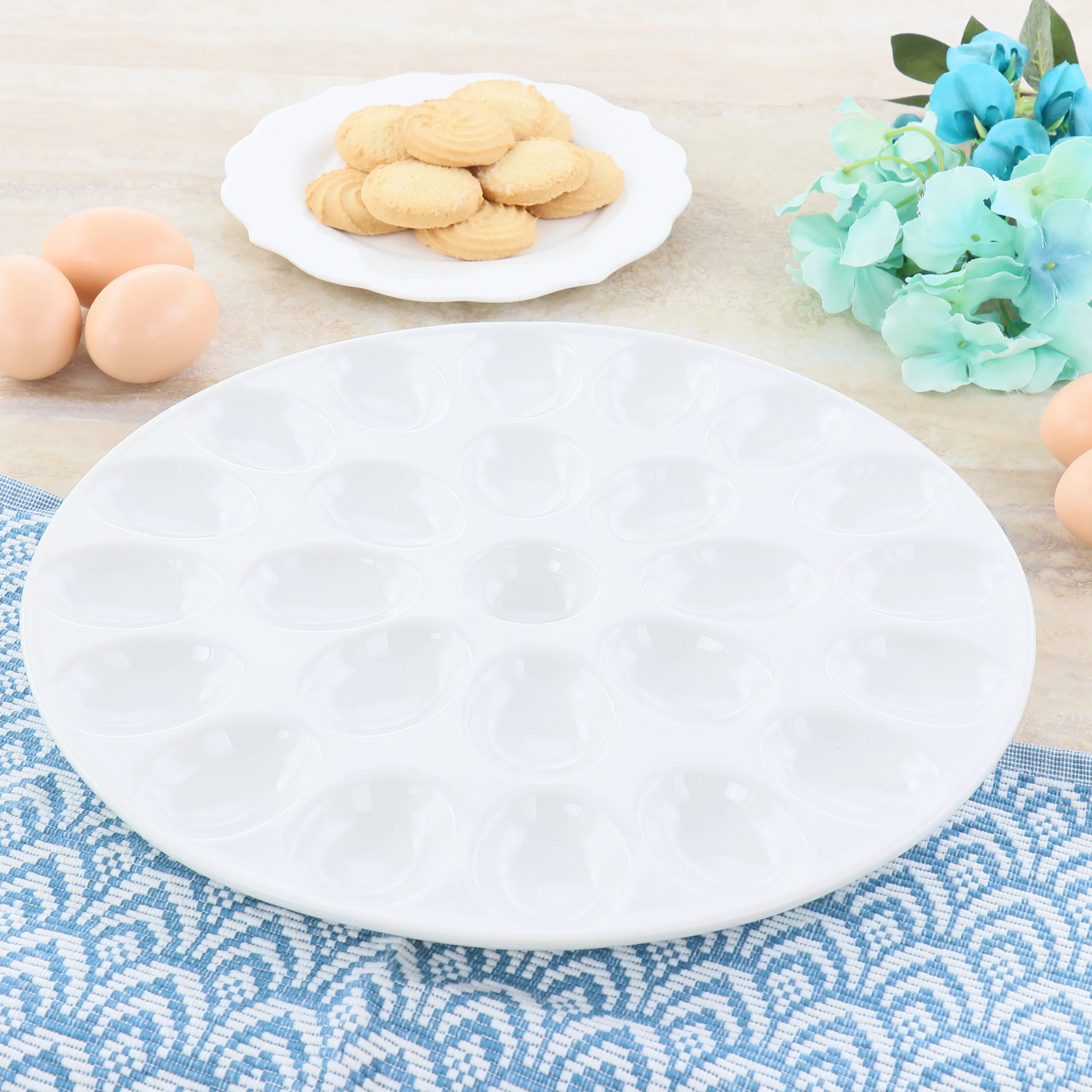 Our Table Simply White 13 Inch Egg Serving Platter