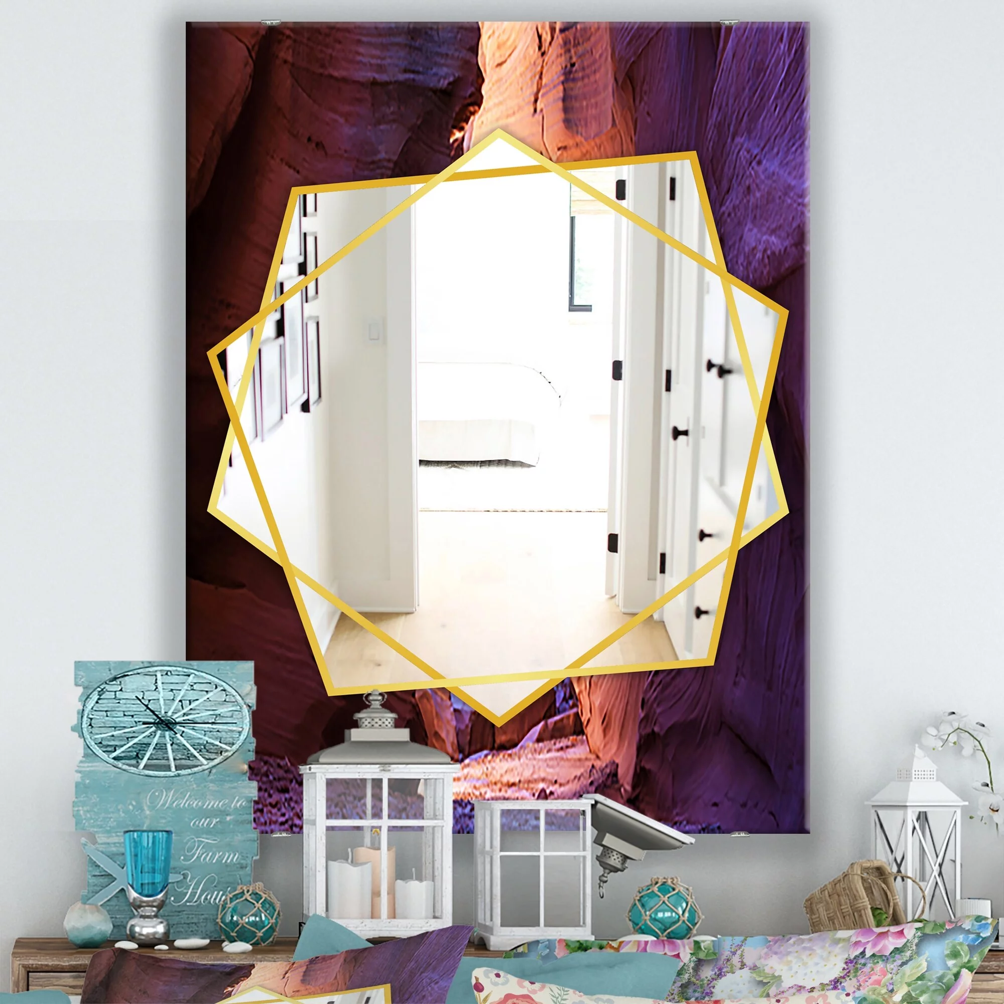 DESIGN ART Designart 'Usa Slot Antelope Canyon' Traditional Mirror - Printed Wall Mirror 27.5in.x39.5in.