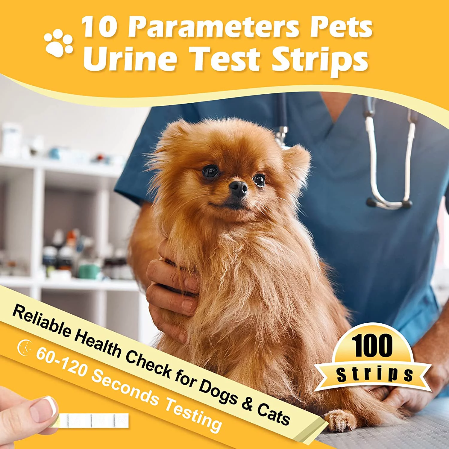 Easy@Home Pet Vet-10 Urine UTI Test Strips for Dogs & Cats 10 Parameters 100 Count