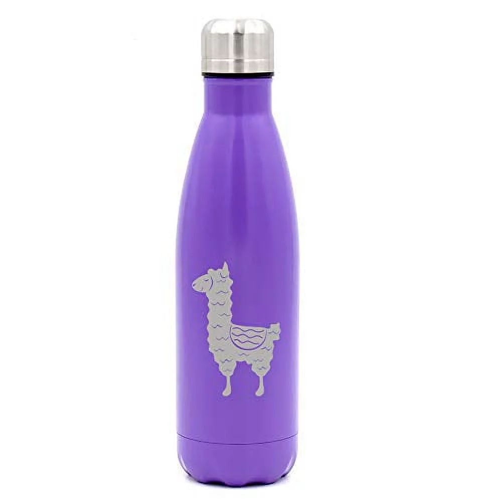 MIP Brand 17 oz. Double Wall Vacuum Insulated Stainless Steel Water Bottle Travel Mug Cup Cute Llama (Purple)
