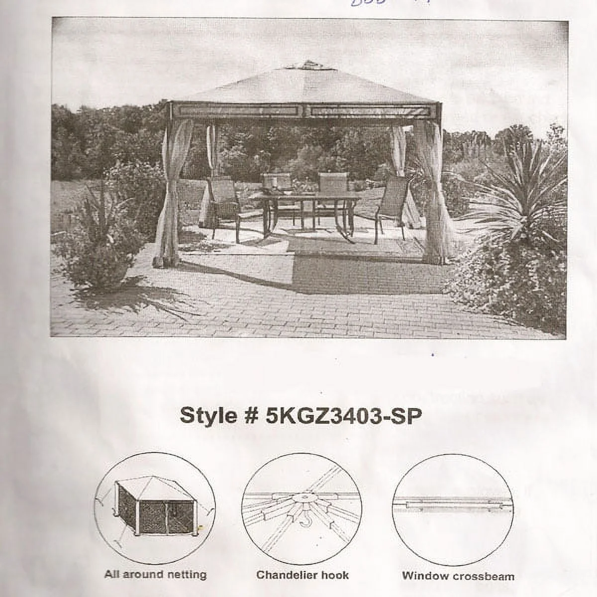 Garden Winds Replacement Canopy Top and Side Mosquito Netting Set for 11 x 9 Gazebo