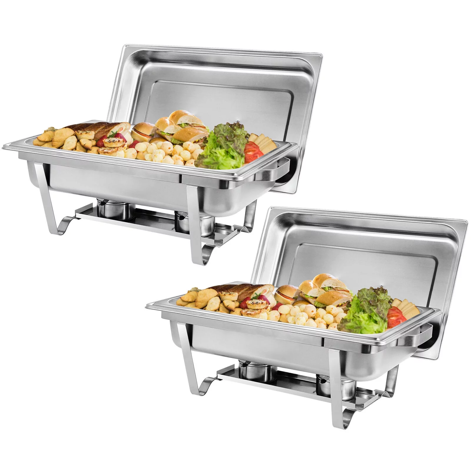 ZENSTYLE 2 Packs 8 Quart Chafing Dish Buffet Trays Chafer Stainless Steel With Warmer For Home Party Durable