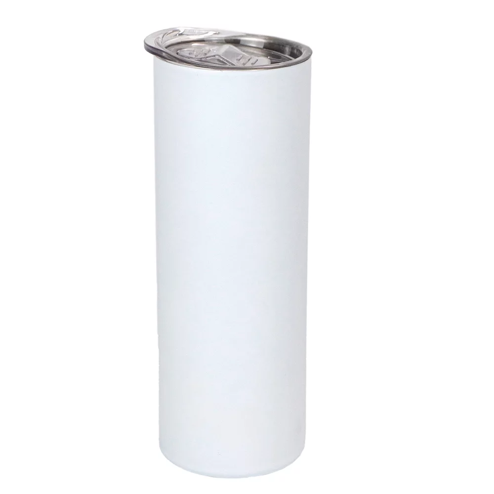 CALCA 25 Pack 20oz Sublimation Blank Skinny Tumbler Matte Taperless Stainless Steel Insulated Water Bottle Double Wall Vacuum Travel Cup with Lid and Straw