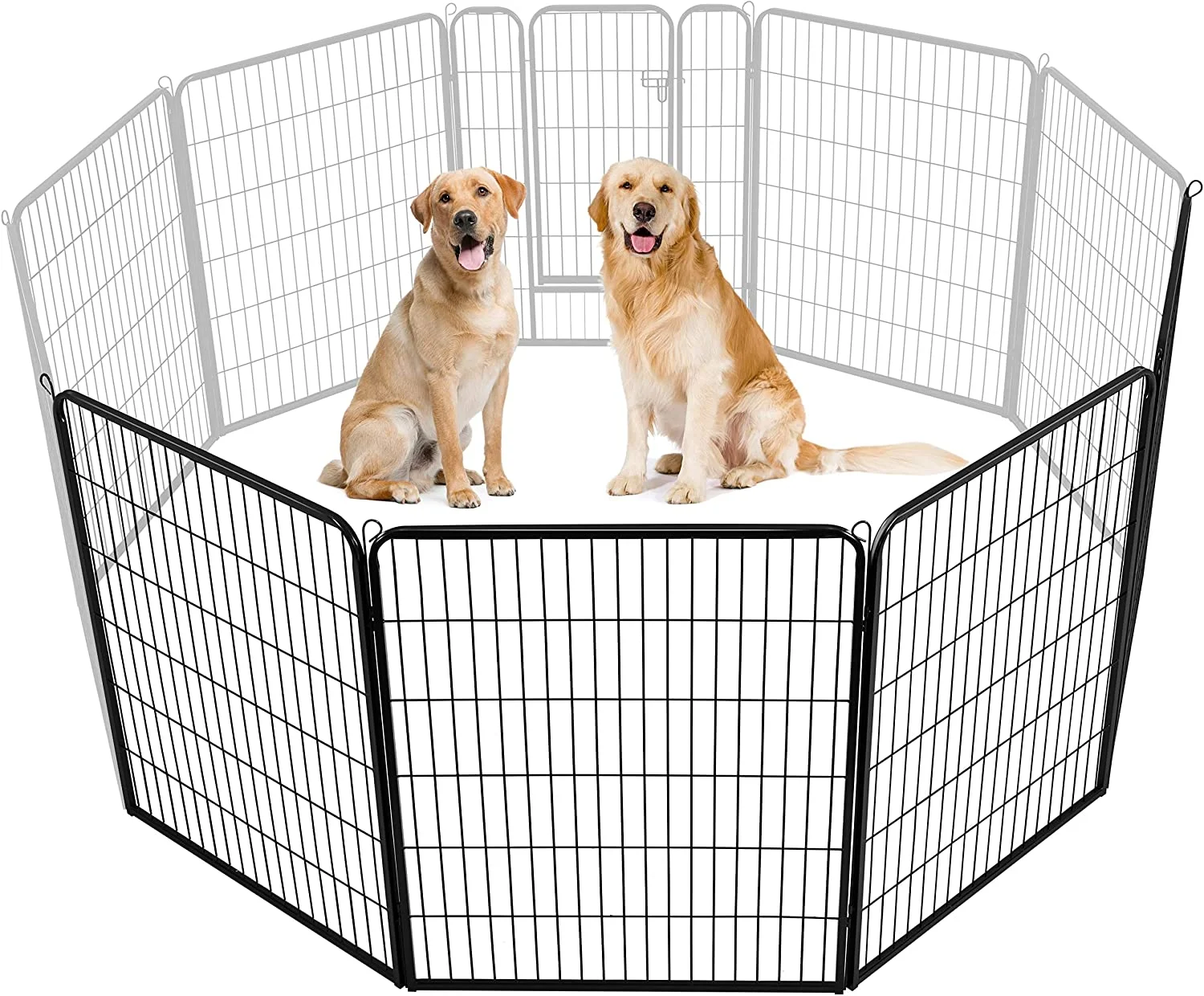 Dog Pen, 4 Panels 40 Inch Height Dog Fence Dog Playpen Iron Dog Cat Exercise Barrier Outdoor Indoor RV Dog Fence Accessories for Camping, Yard, House Black