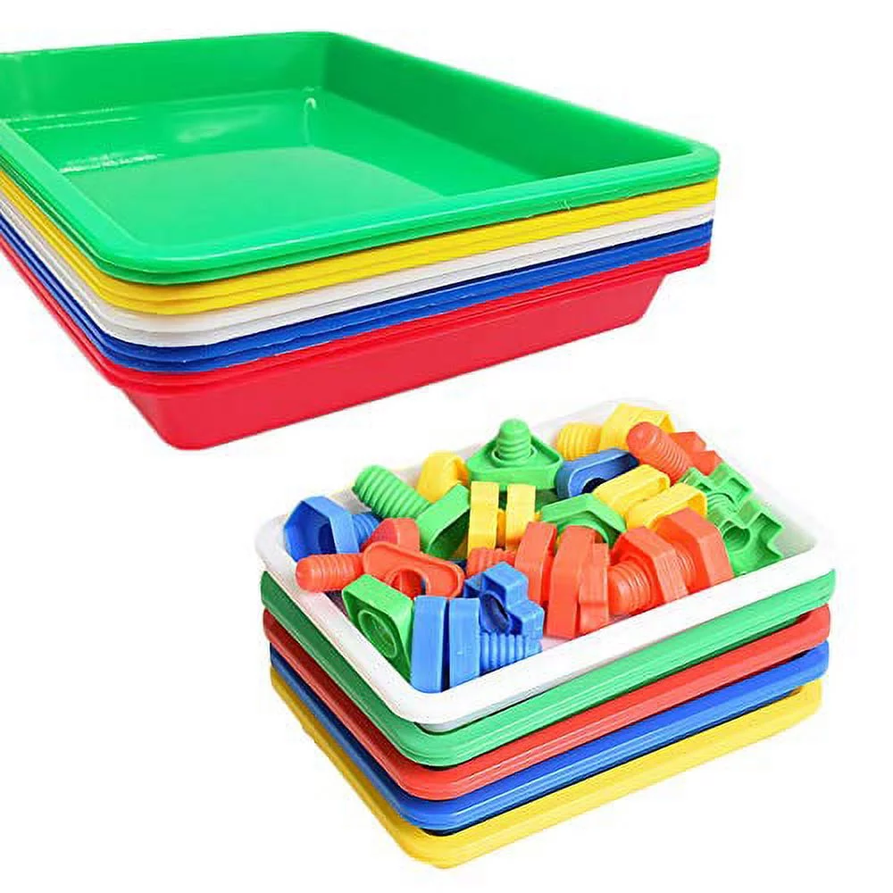 10 Pcs Plastic Art Trays,Multicolor Activity Tray Organizer Serving Tray for Crafts,DIY Projects,Painting,Beads,Organizing Supply