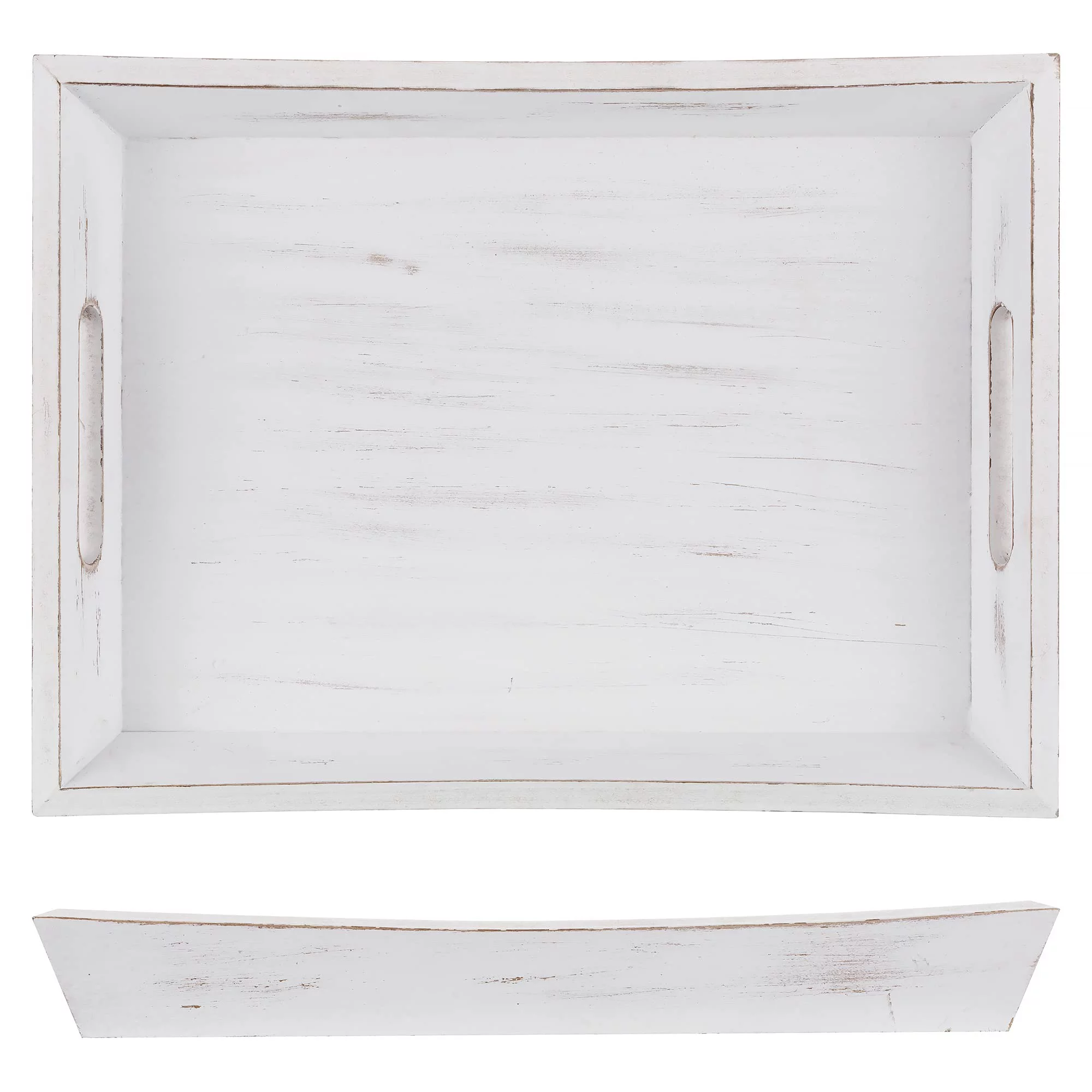 Hanobe Decorative Wooden Serving Tray Rustic Wood Ottoman Trays for Coffee Table Rectangular Dark Brown Tray with Handles for Living Room Kitchen Home Decor