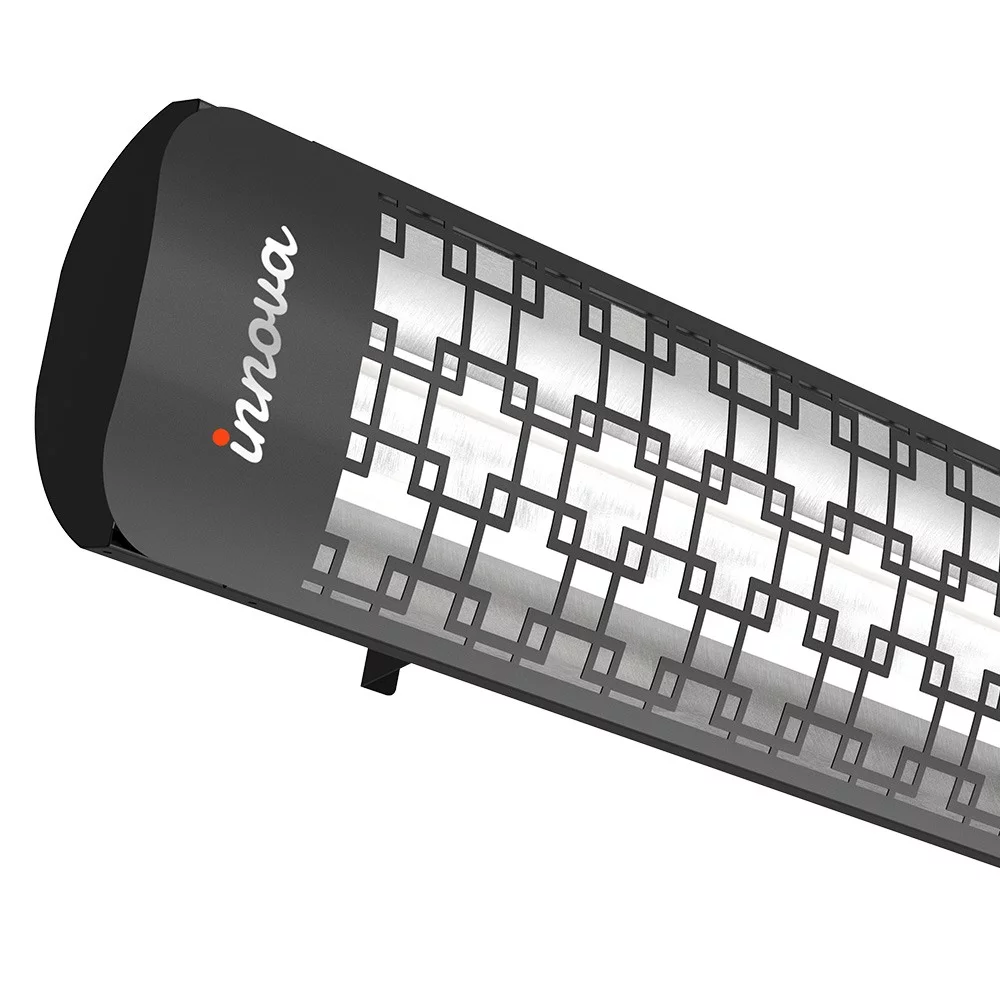 Innova-6000 Watt Electric Infrared Dual Element Heater-277 Voltage-Black Finish-Brix Decorative Fascia-Outdoor Wall Mount Electric Heater-EF60277B5