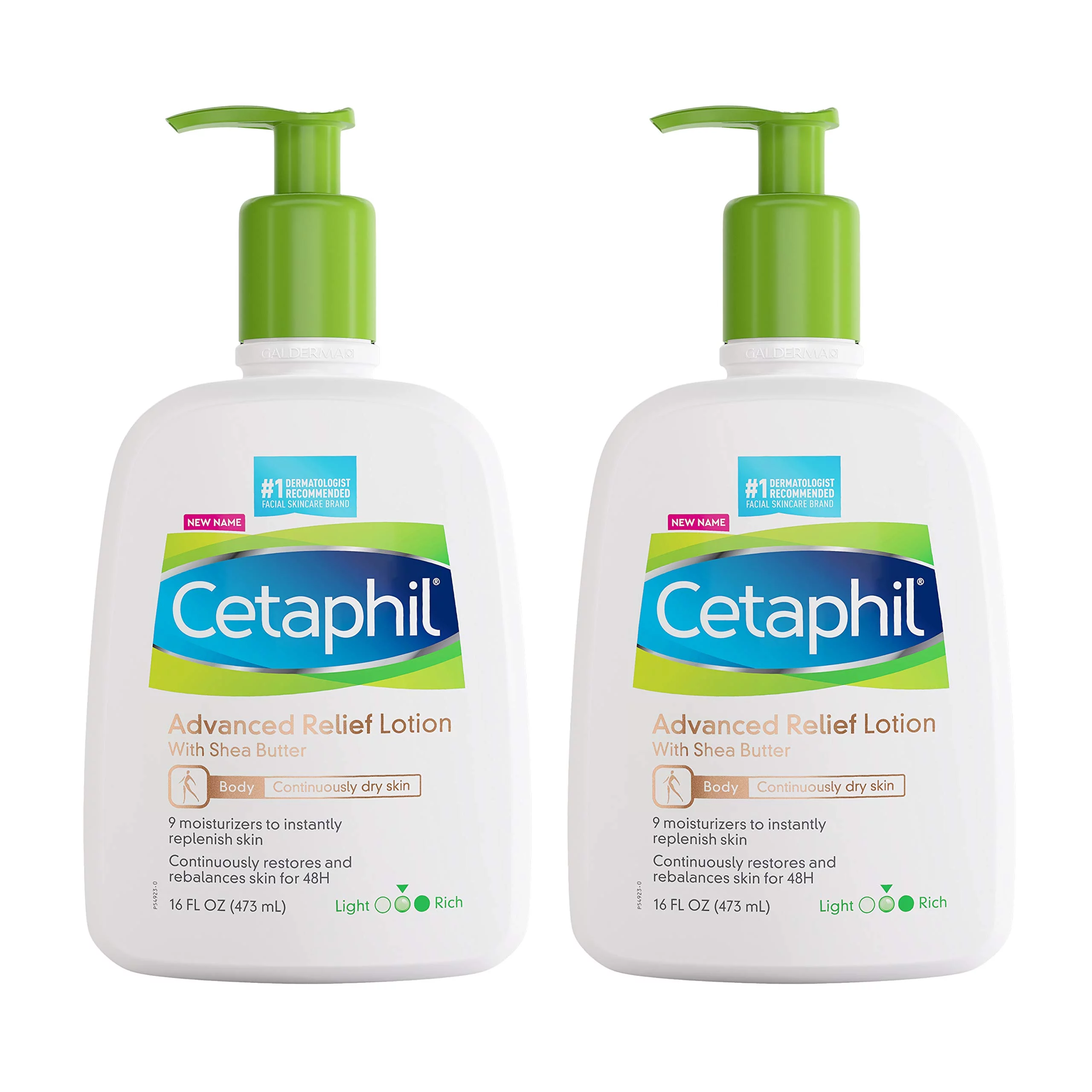 Cetaphil Advanced Relief Lotion With Shea Butter, 2 Pack - 16 Oz, For Dry, Sensitive Skin, 48-Hr Moisture, Restores Skin Barrier, Fragrance Free, Dermatologist Recommended Sensitive Skincare Brand