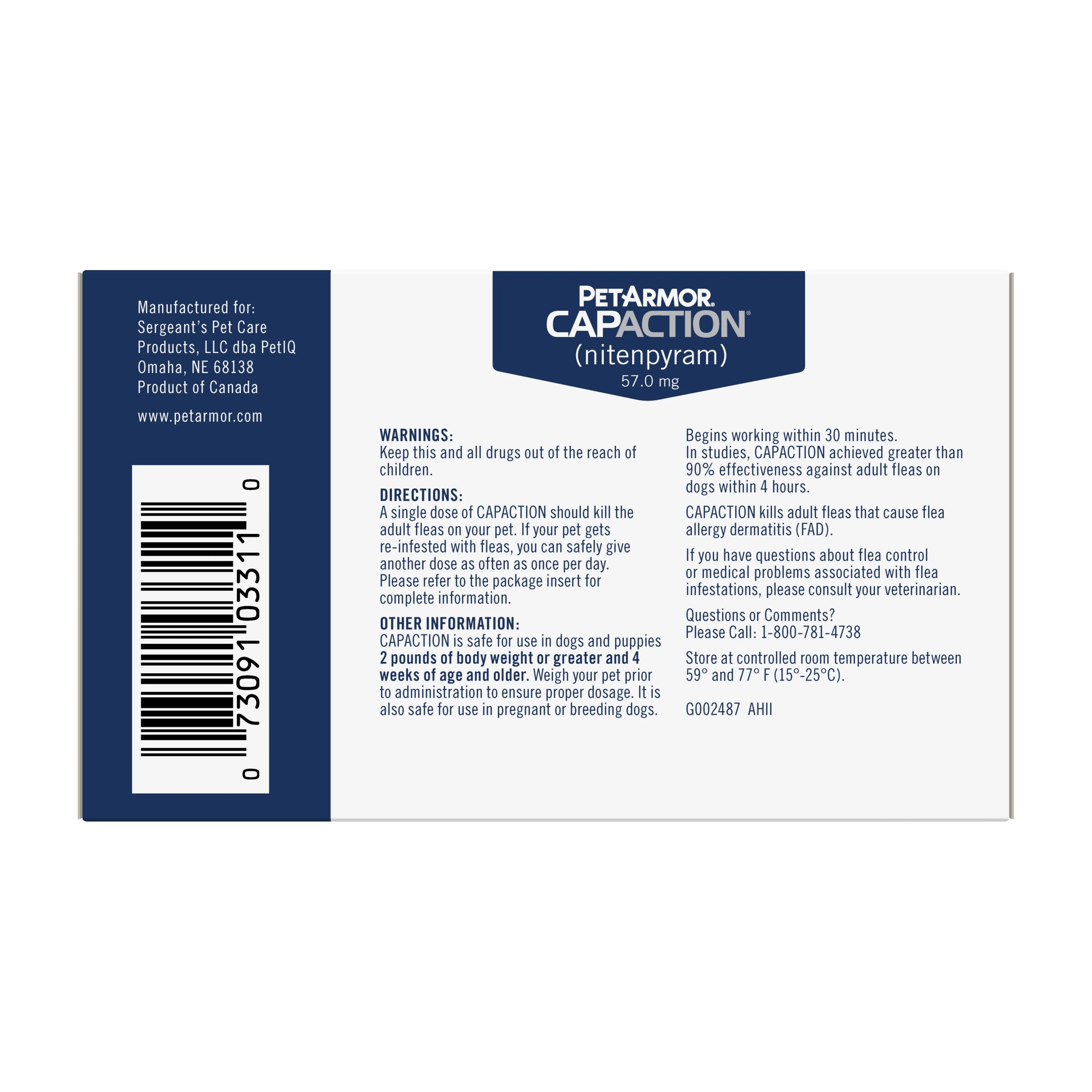 CapAction Fast Acting Flea Treatment for Large Dogs, 6 Tablets