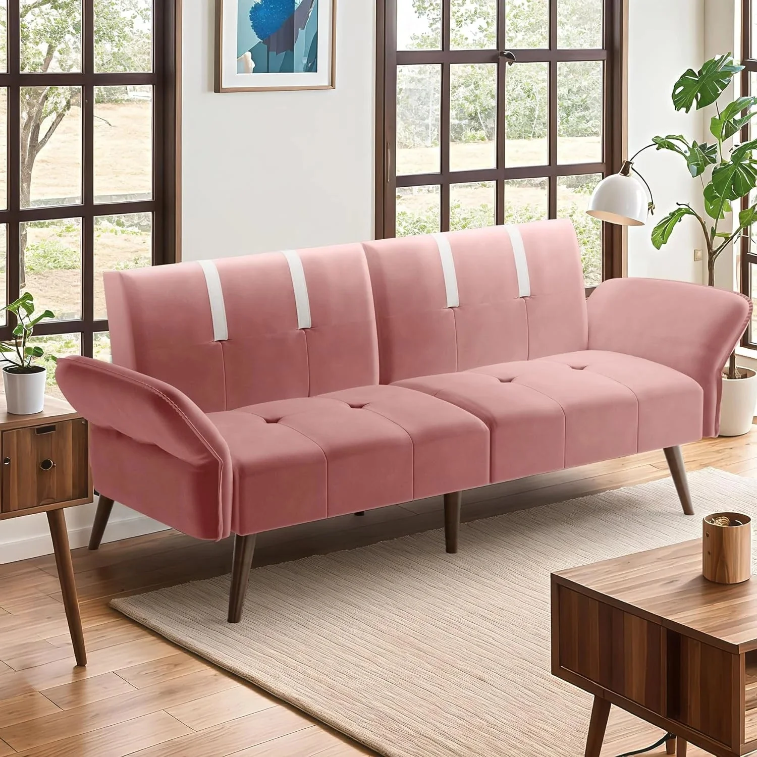 Convertible Sofa Futon Sofa Bed Living Room Sofas Apartment Office Small Space With Adjustable Armrest Backrest Furniture Home