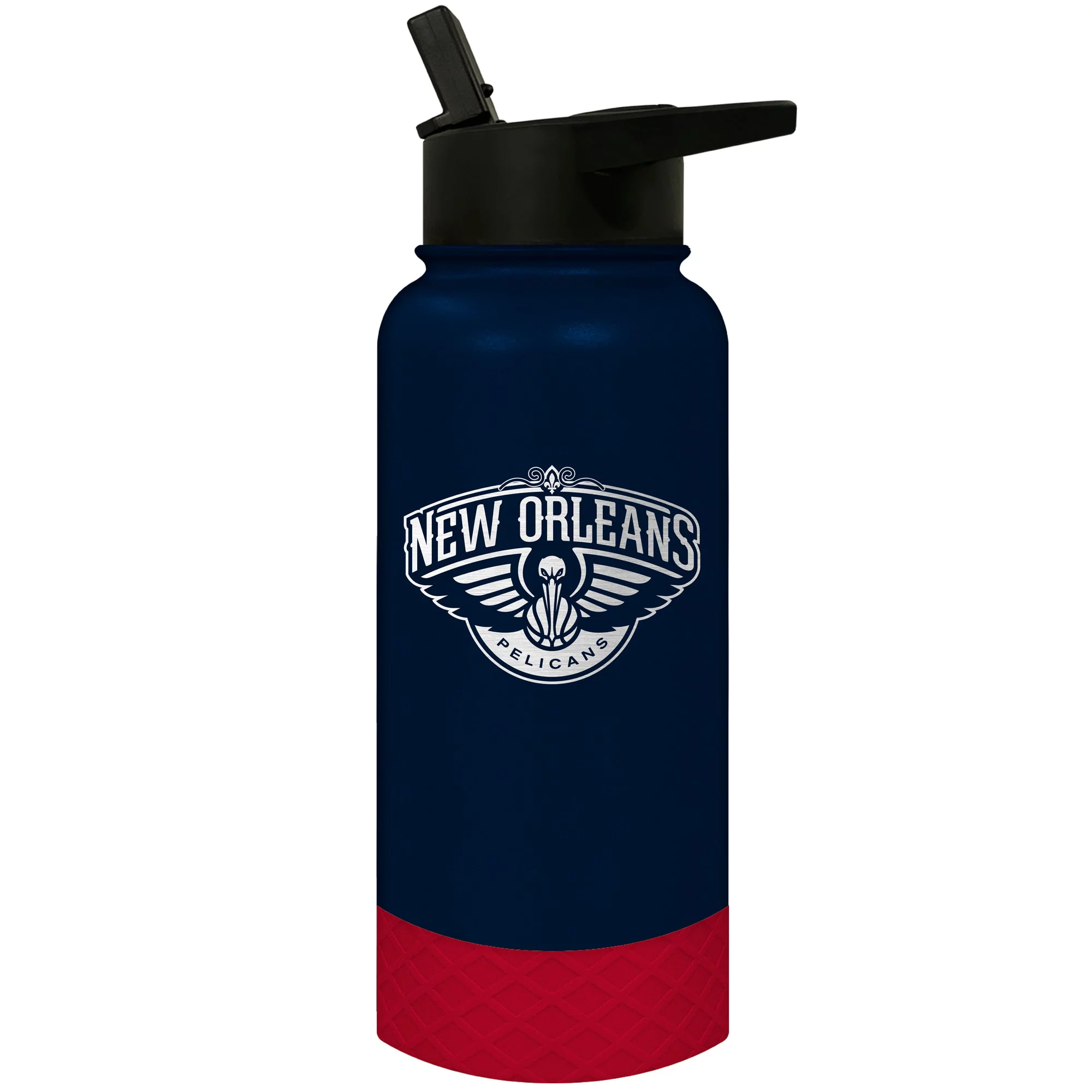 New Orleans Pelicans 32 oz Blue NBA Stainless Steel Water Bottle with Straw Lid