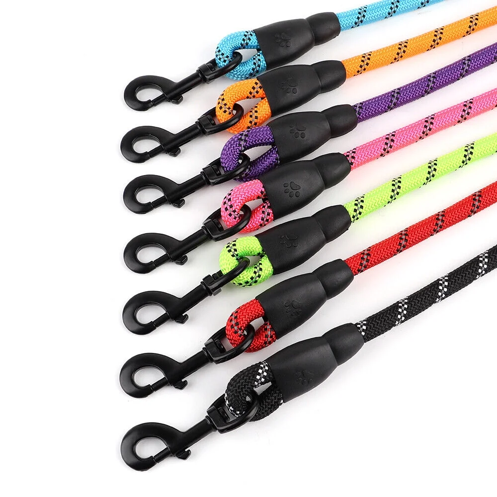 4.9ft Dog Walking Training Leash Reflective Nylon Lead Rope Soft Padded Handle