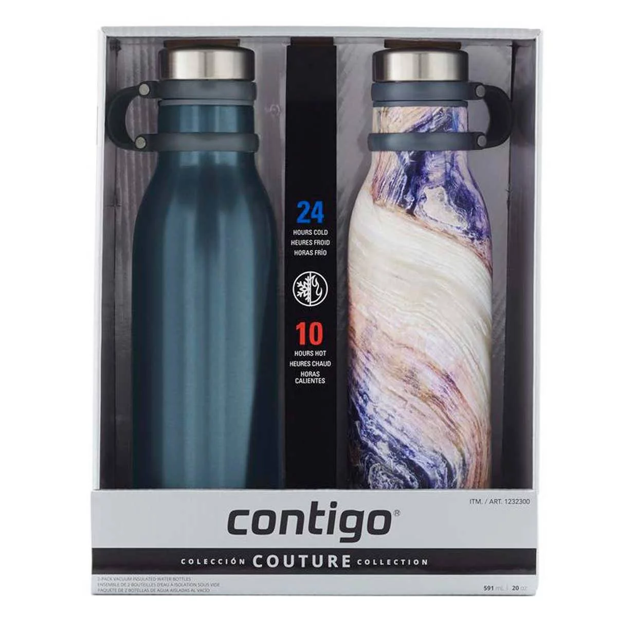 Contigo Couture 20 oz Water Bottle, 2-pack Blue
