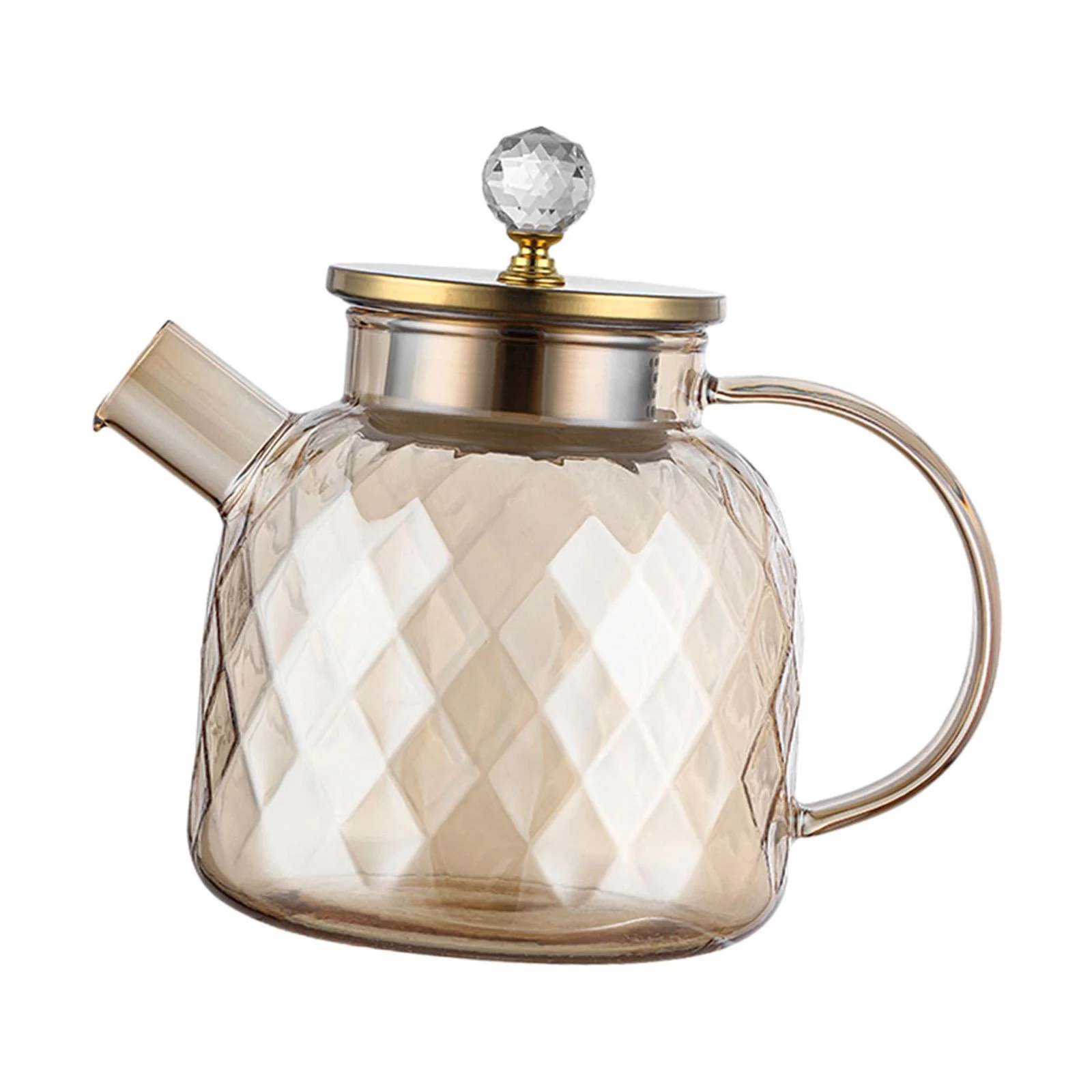perfk Glass Pitcher Lightweight Tea Pot Kettle for Juice Milk Cold or Hot Beverage 1.3L
