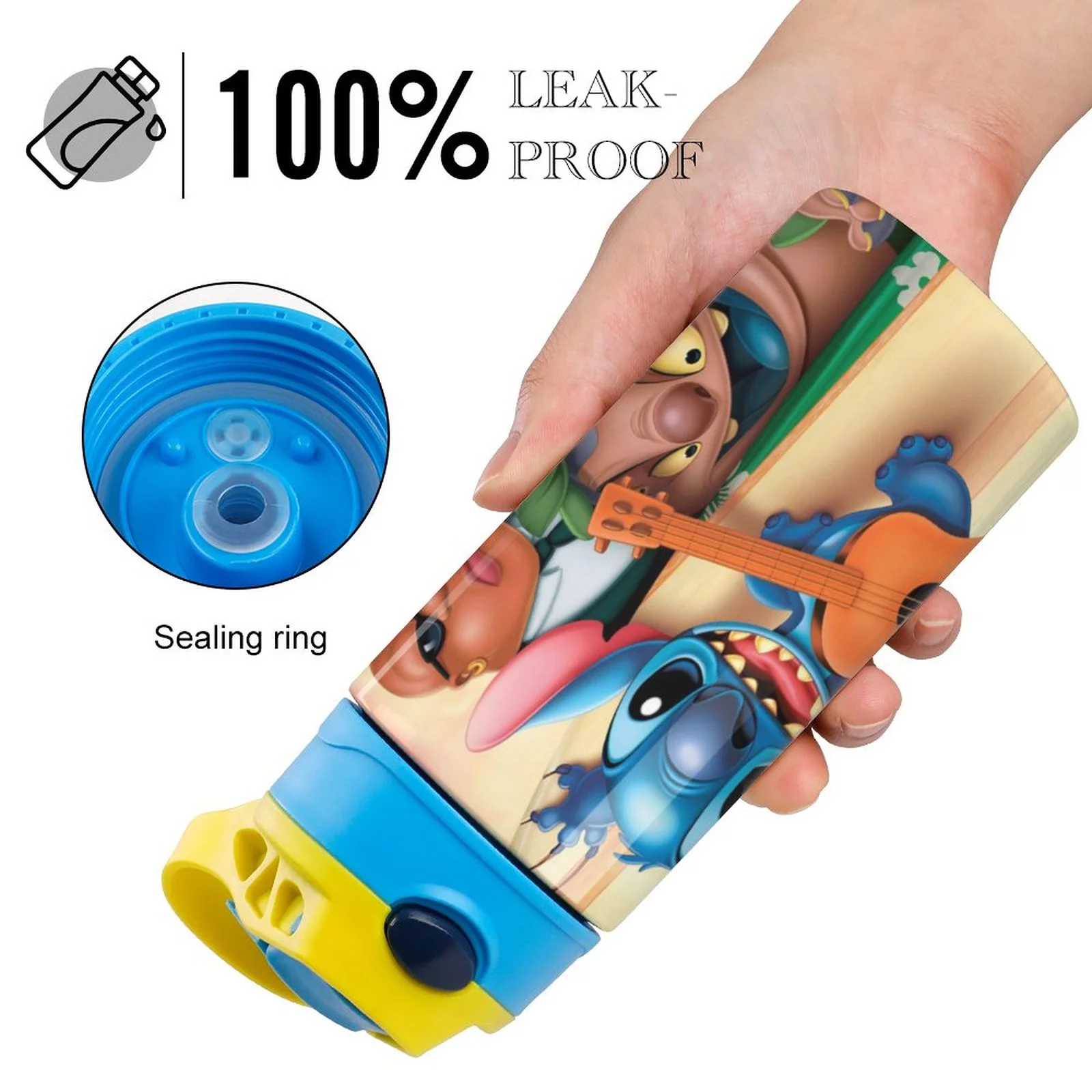 Stitch Music Children's Water Bottle Vacuum Insulated Stainless Steel Cup With Straw Toddler Thermoses