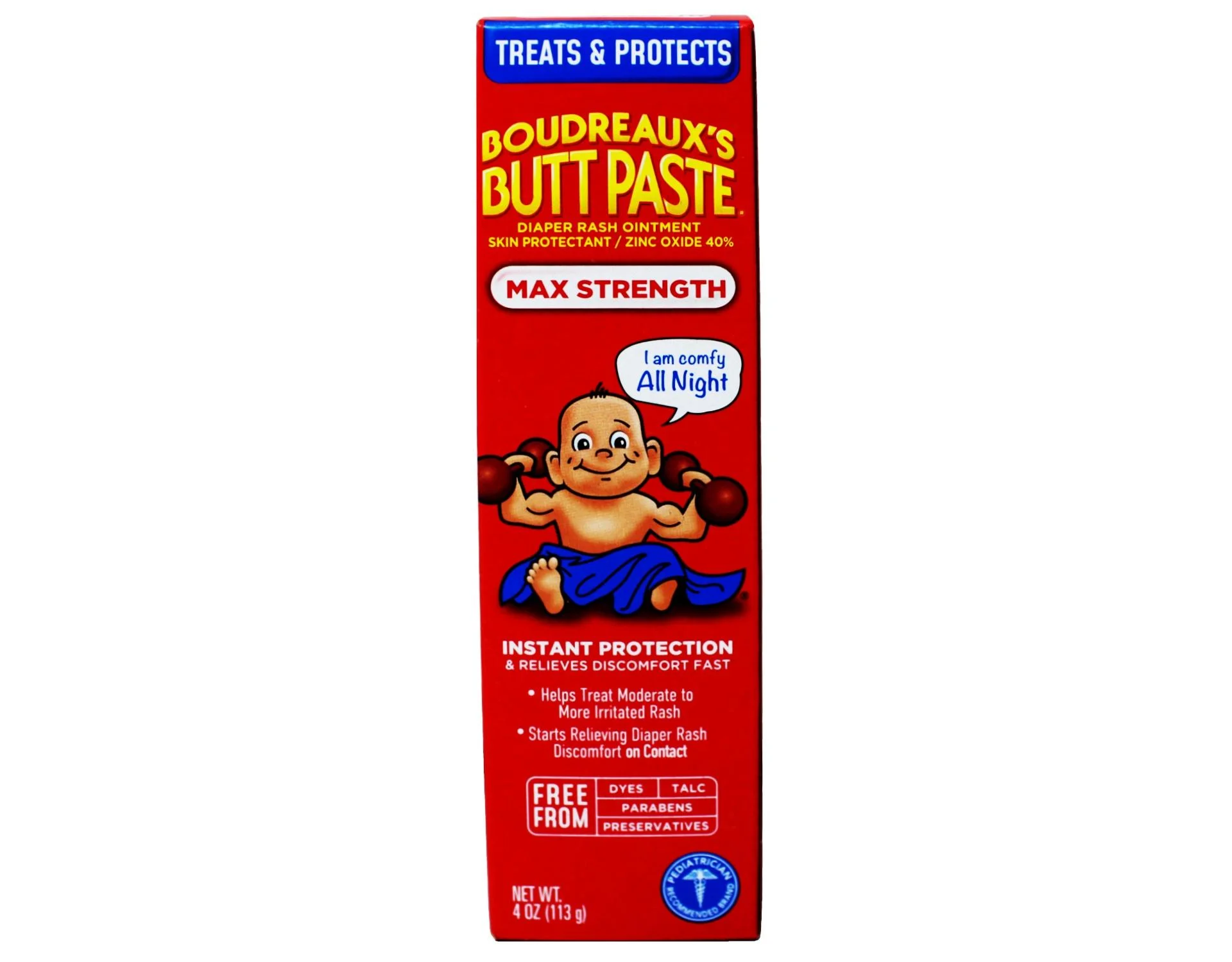 Boudreaux's Butt Paste Maximum Strength Diaper Rash Cream, Ointment for Baby, 4 oz Tube (Pack of 6)