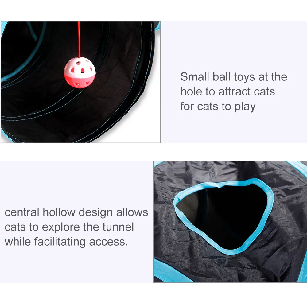 Fun Toy Indoor Cat Tunnel with Peek Hole, Collapsible 5 Way Play Tunnel for Cats, Puppies, and Rabbits