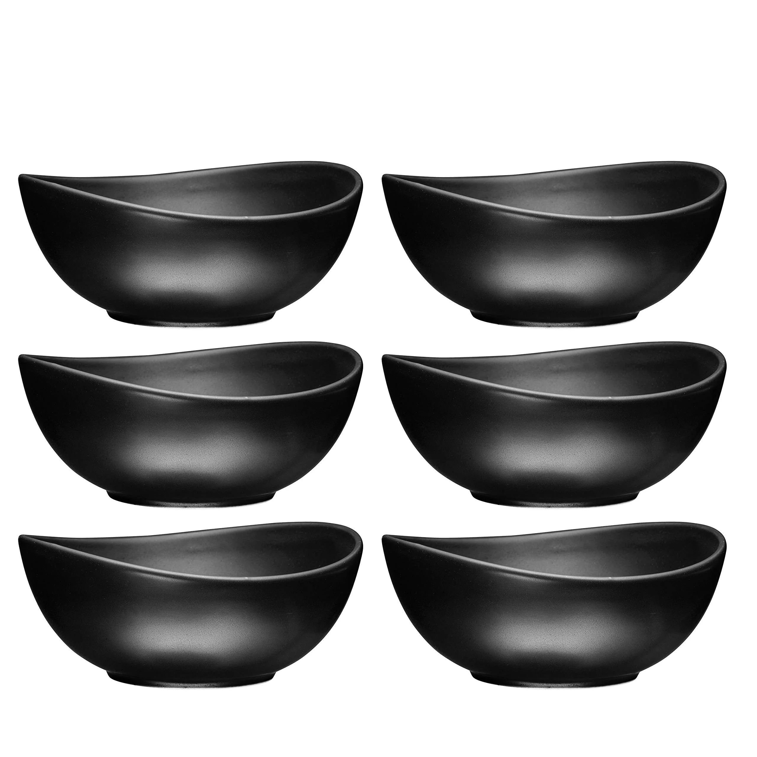 Bruntmor Matte Black Round Curved Soup Bowl Set - 28 Oz x6