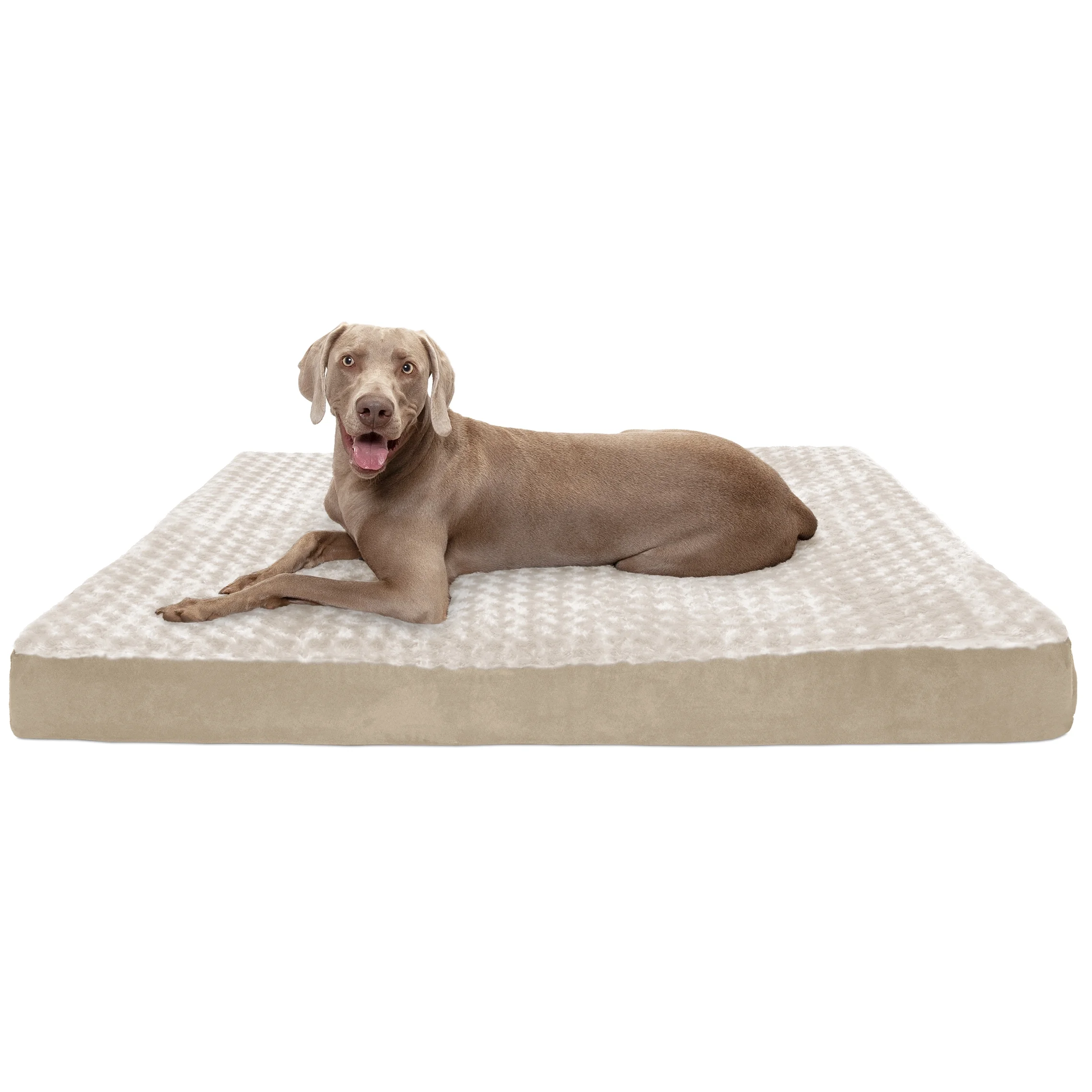 FurHaven Pet Products Ultra Plush Cooling Gel Top Deluxe Mattress Pet Bed for Dogs & Cats - Cream, Jumbo Plus