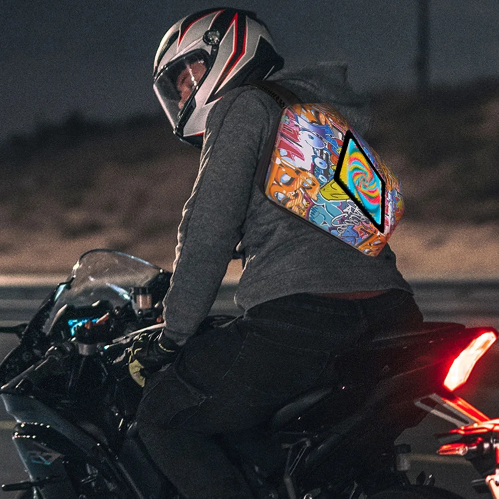 Tomshine LED Knight Pack Motorbike Riding Luminous Crossbody Bag with Hardshell for Optimum Protection