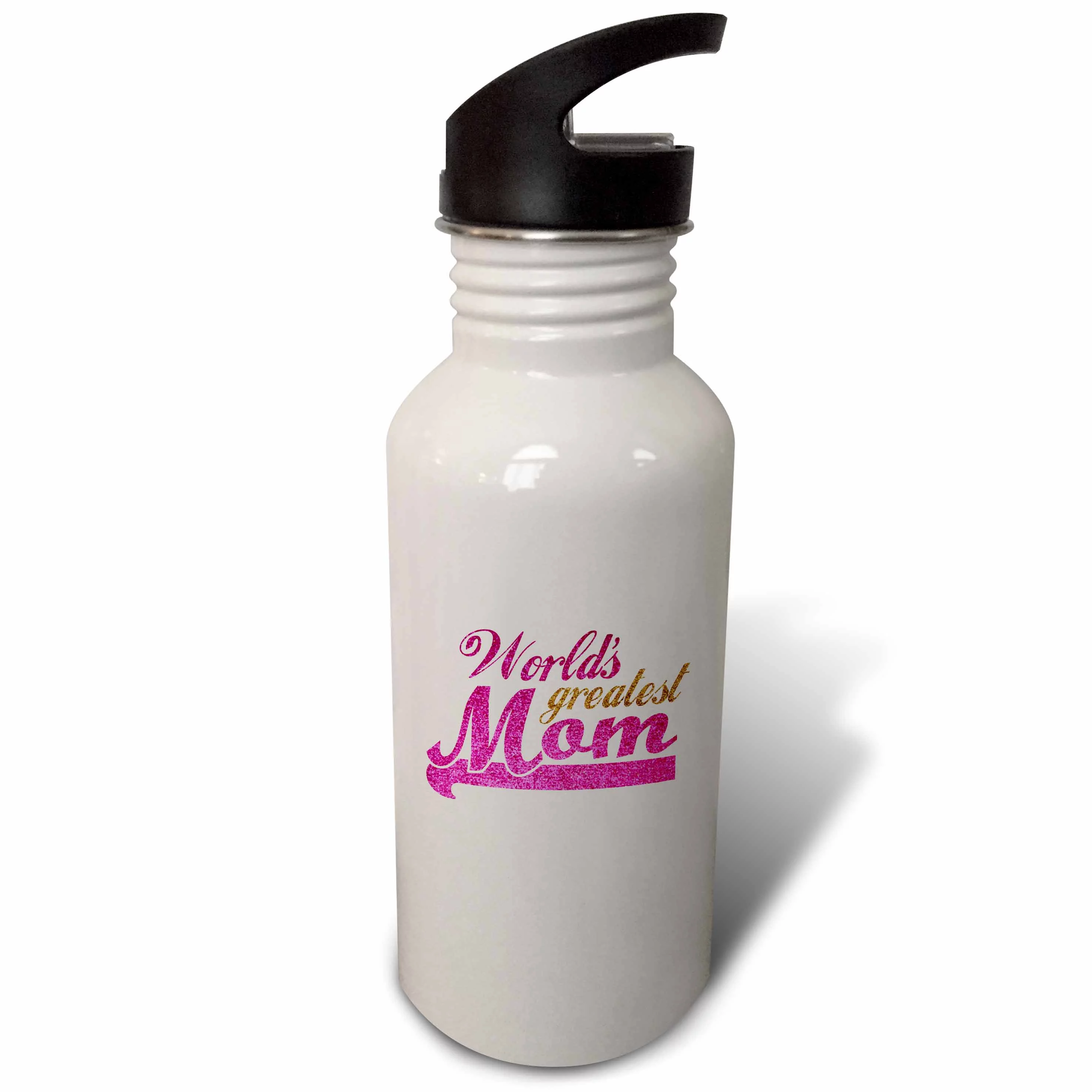 Worlds Greatest Mom - hot pink and gold text - Best mom - good for Mothers day - parent child love 21 oz Sports Water Bottle wb-151310-1