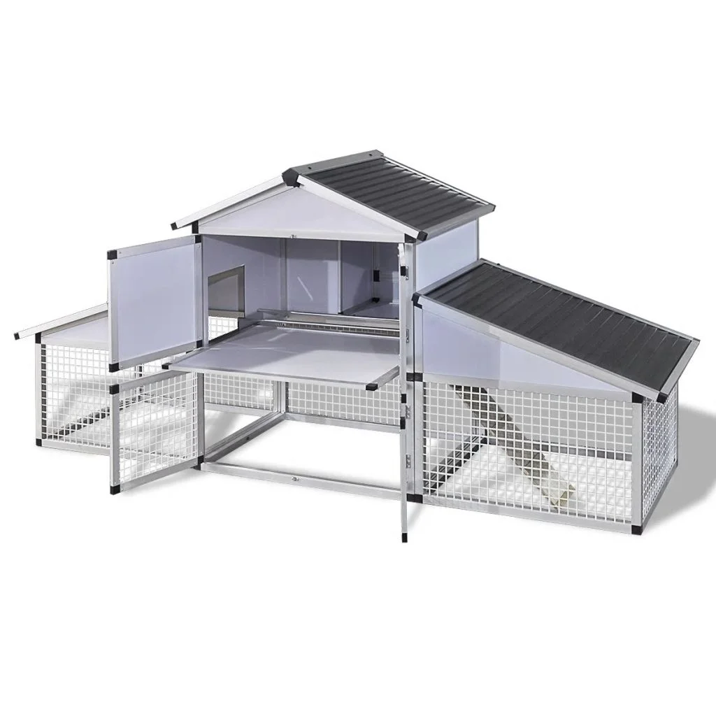 Carevas Chicken Coop with Runs and Nest Box Aluminum