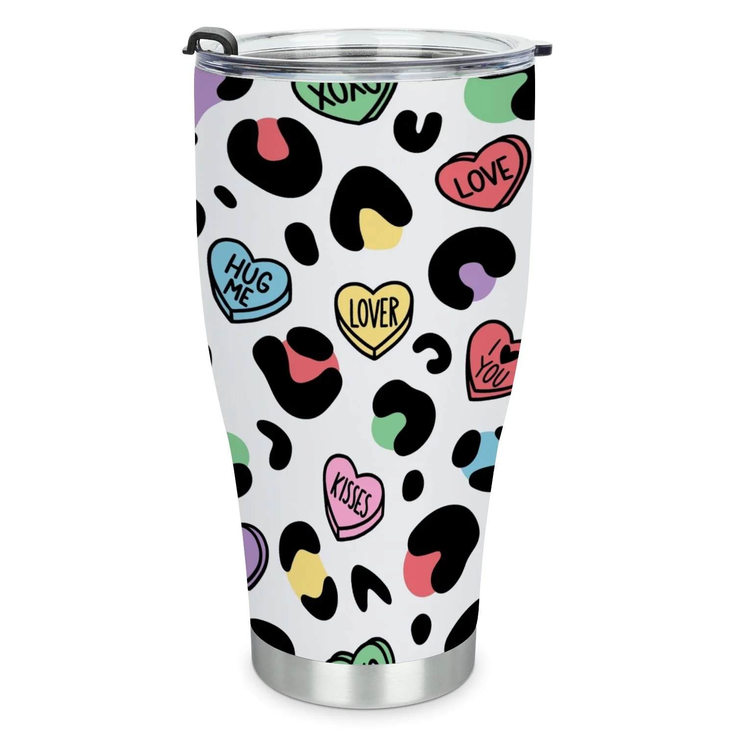 Hidove Stainless Steel Tumbler, Conversation Hearts 30oz Leak Proof & Stainless Steel Bottle for Hot & Cold Drinks - Coffee Travel Mug, Water Metal Canteen, Thermal Cup